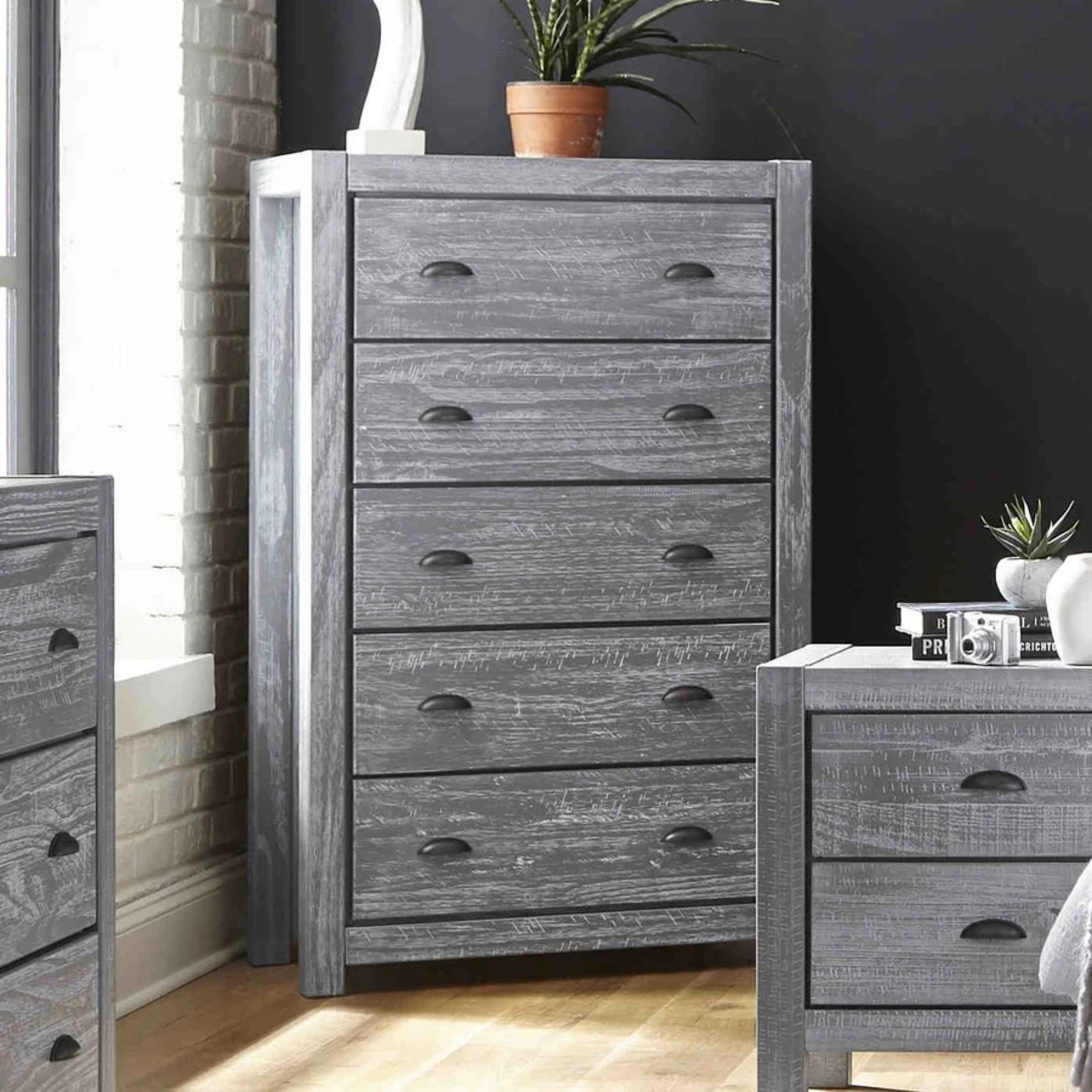 GrainWood Montauk 5 Drawer Chest Rustic Grey