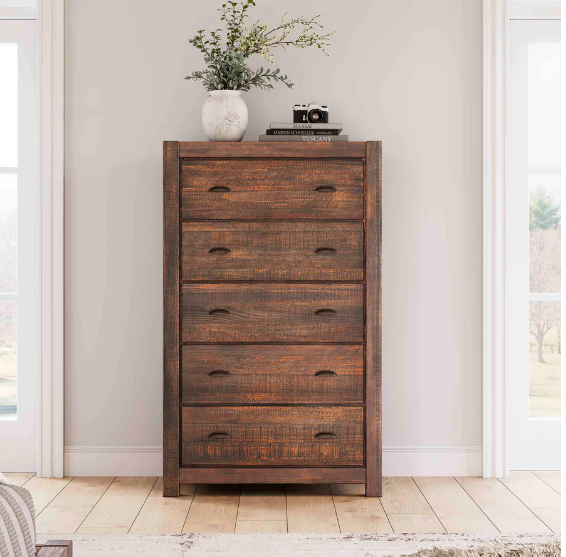 Montauk 5 Drawer Chest Rustic Walnut Furniture Walk