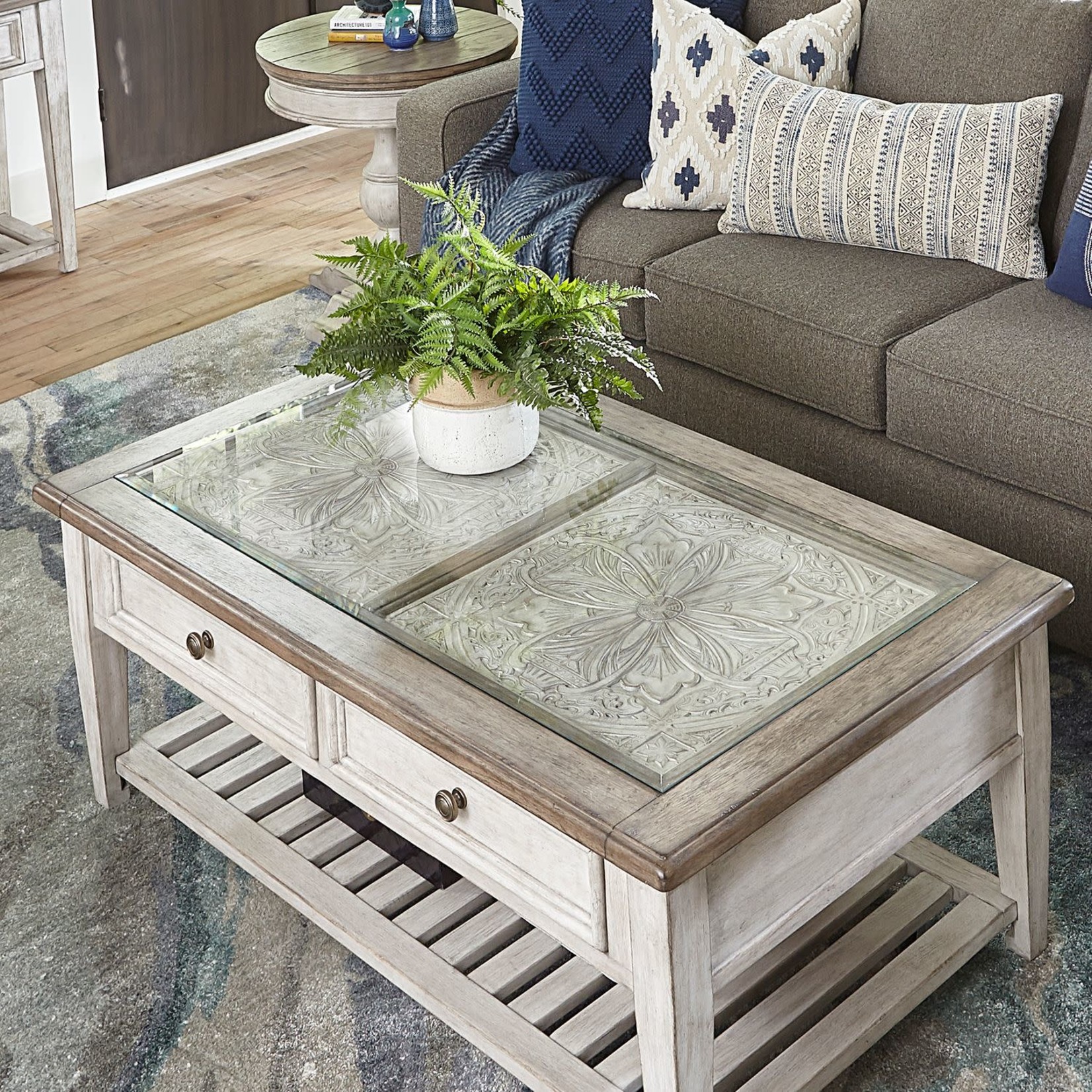 Liberty Furniture Heartland Rectangle Ceiling Tile Cocktail Table