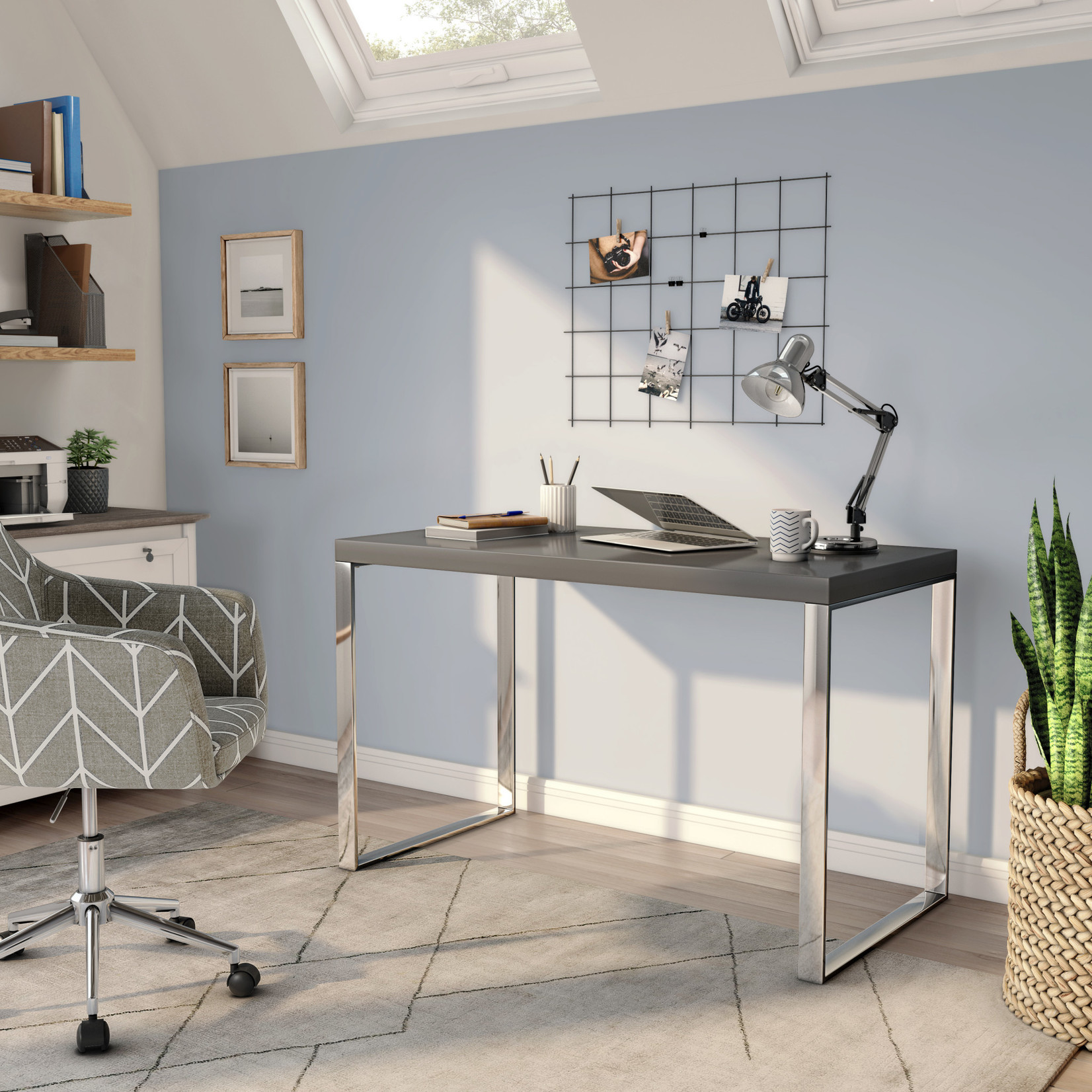 EuroStyle Dillon 48 Gray Desk
