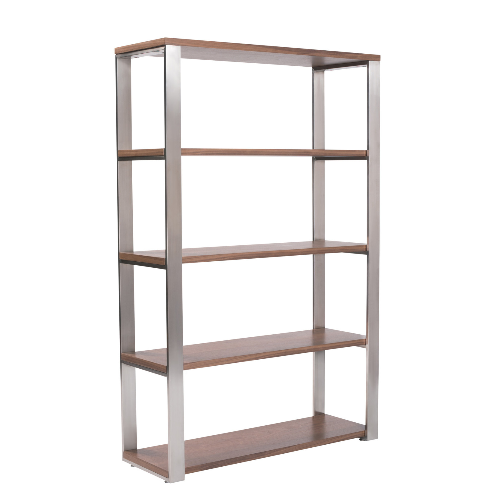 EuroStyle Dillon 40" Walnut/Stainless Shelving Unit