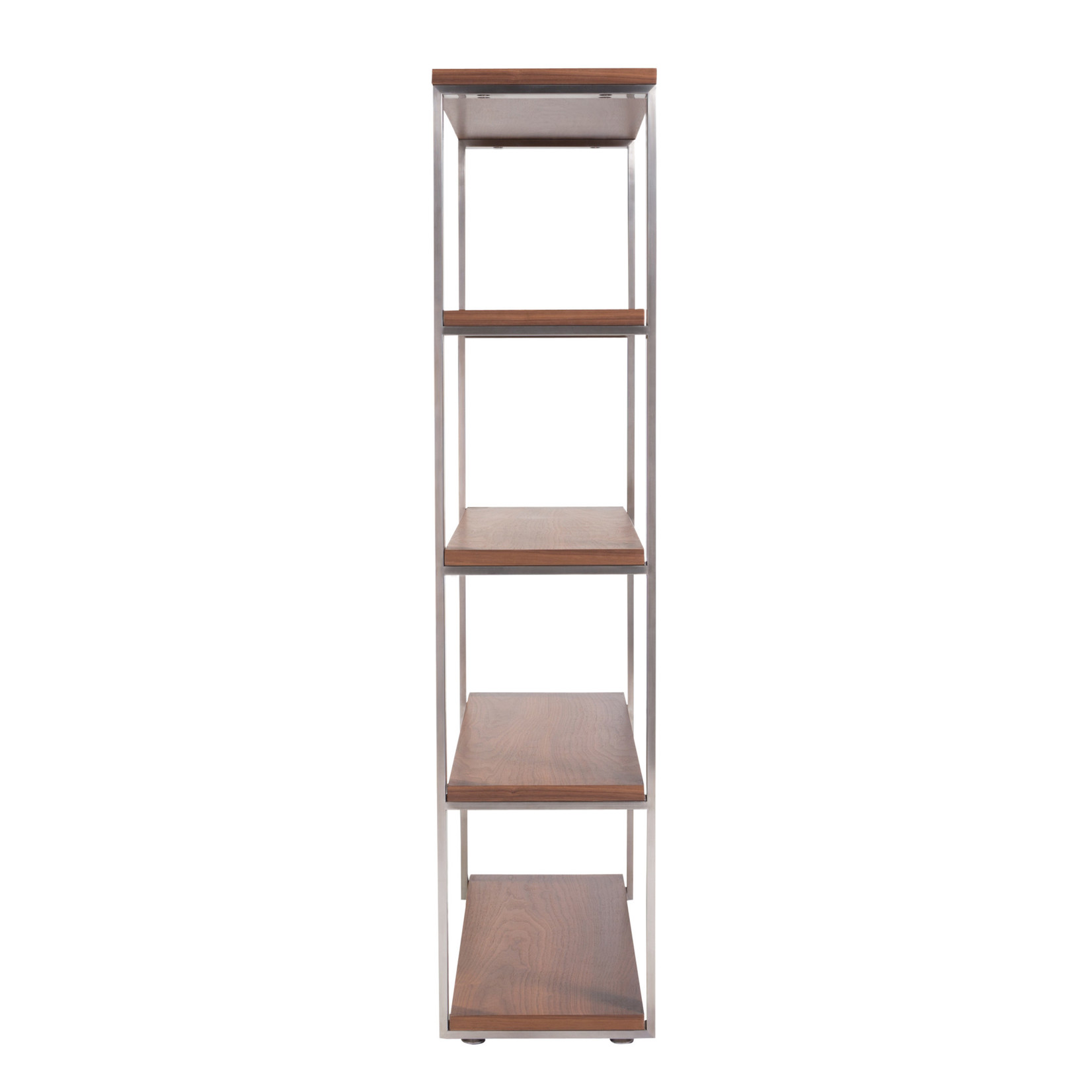 EuroStyle Dillon 40" Walnut/Stainless Shelving Unit