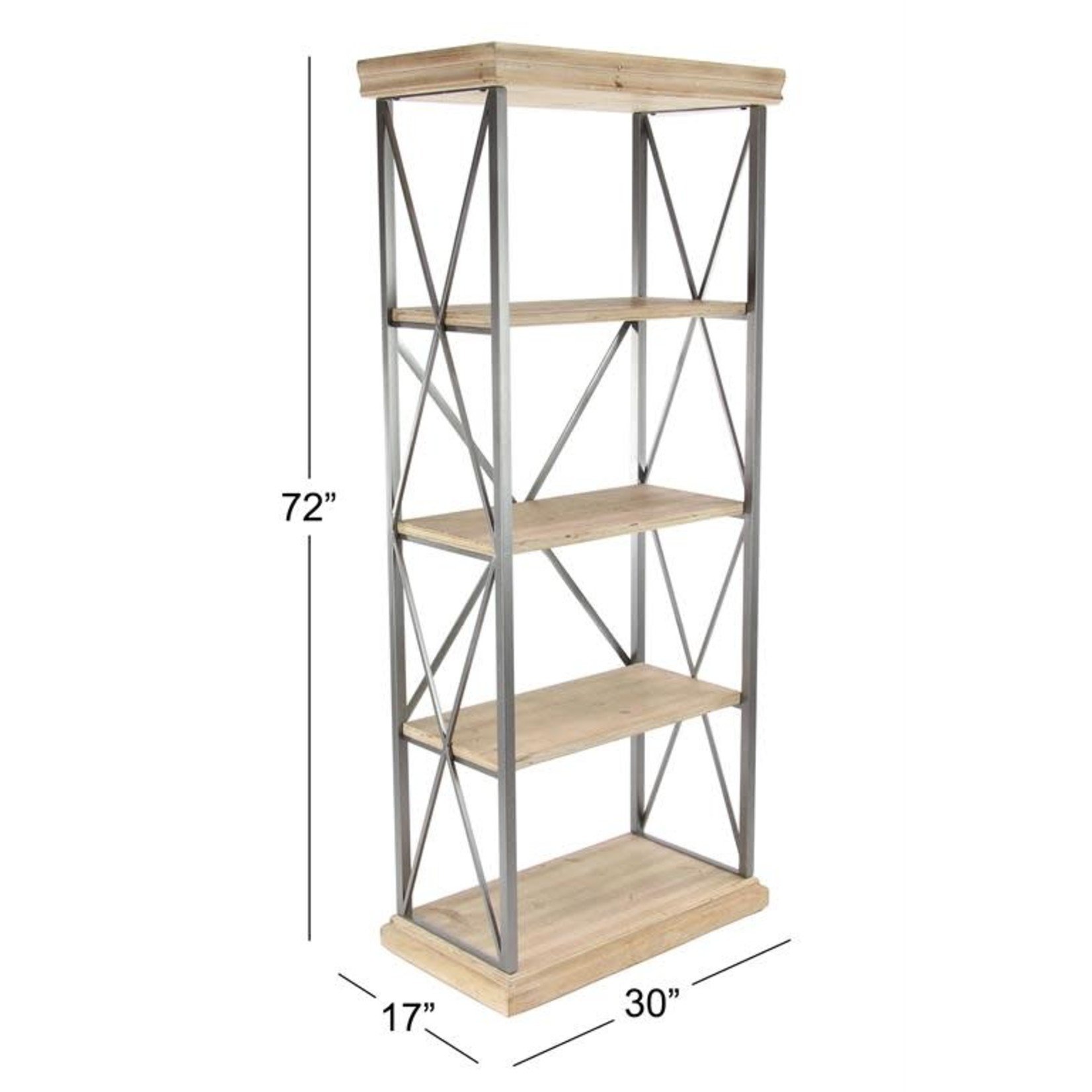 Uma Wood Metal Shelf 30"Wx 72"H