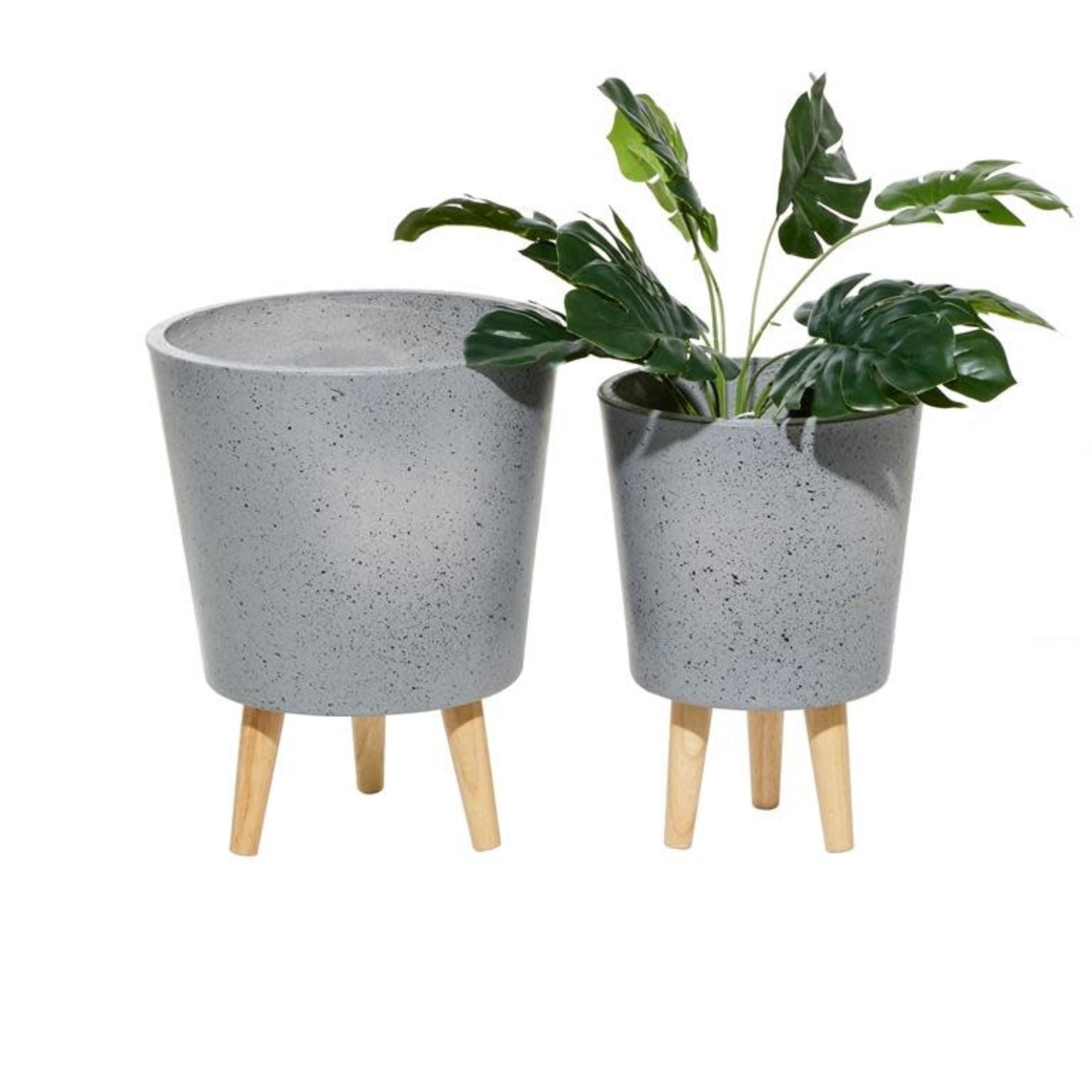 Uma Clay Wood Planter s/2