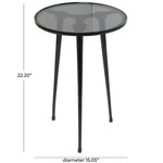 Uma Alum/Glass Accent Table Black 15"Wx22"H