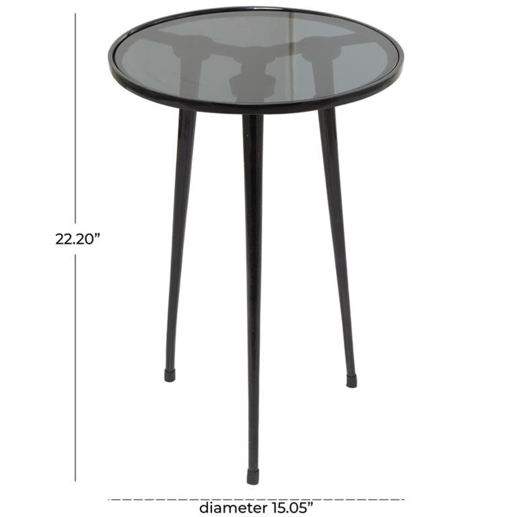 Uma Alum/Glass Accent Table Black 15"Wx22"H
