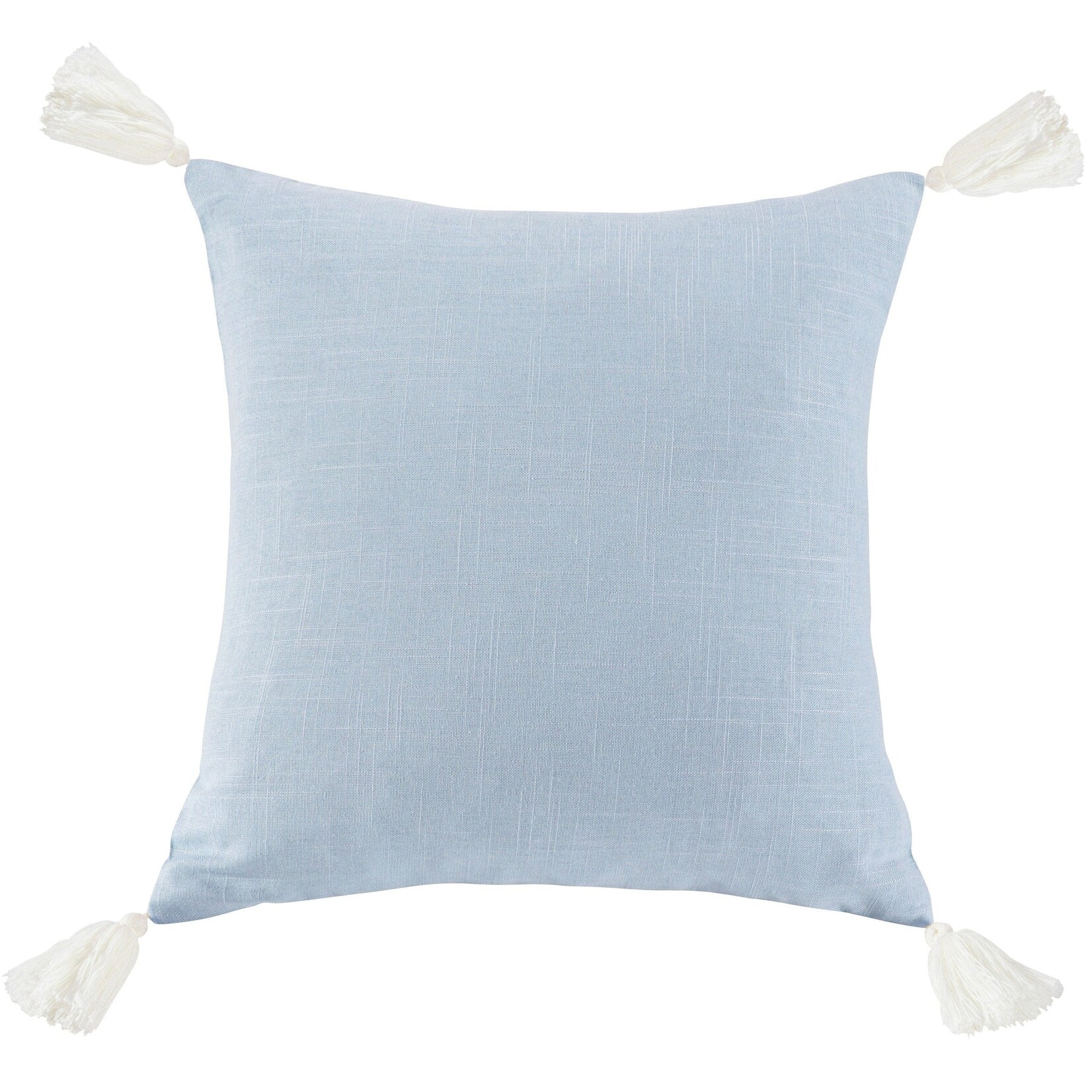 HiEnd Accents Square Washed Linen Tasseled 18"x18" Bed Accent Pillow