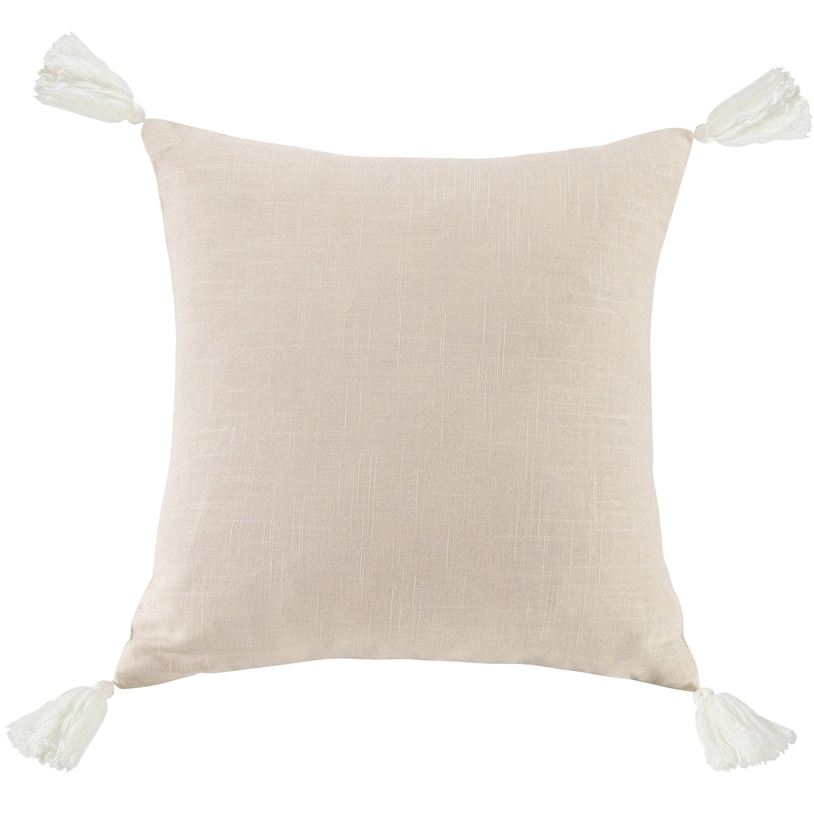 HiEnd Accents Square Washed Linen Tasseled 18"x18" Bed Accent Pillow