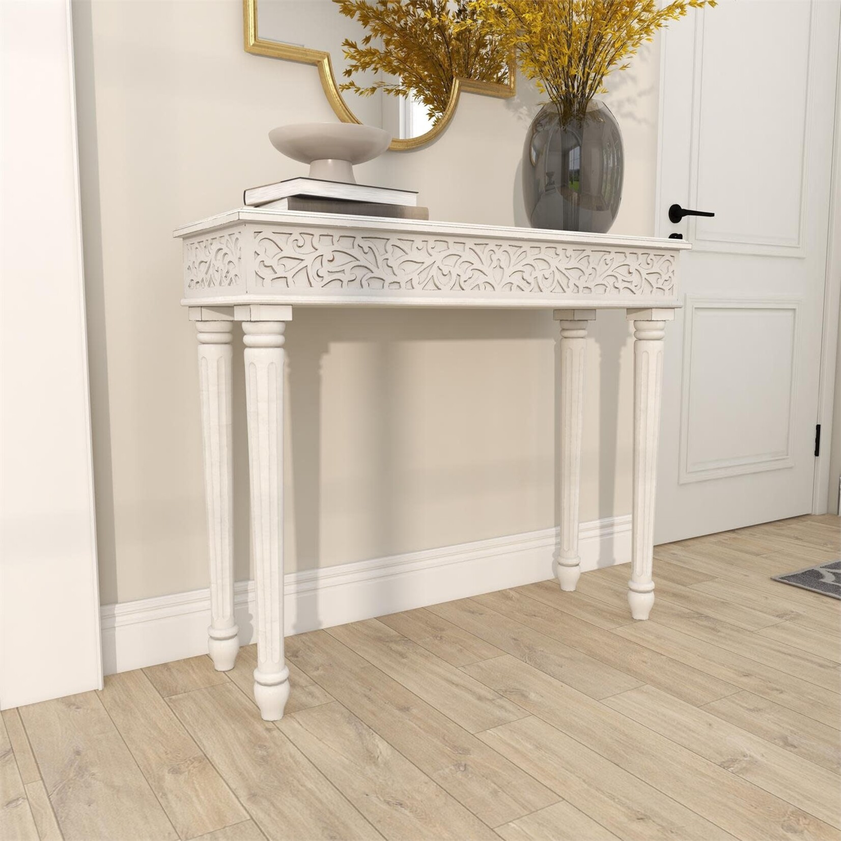 Uma Console Table Antique White 36"Wx30"H