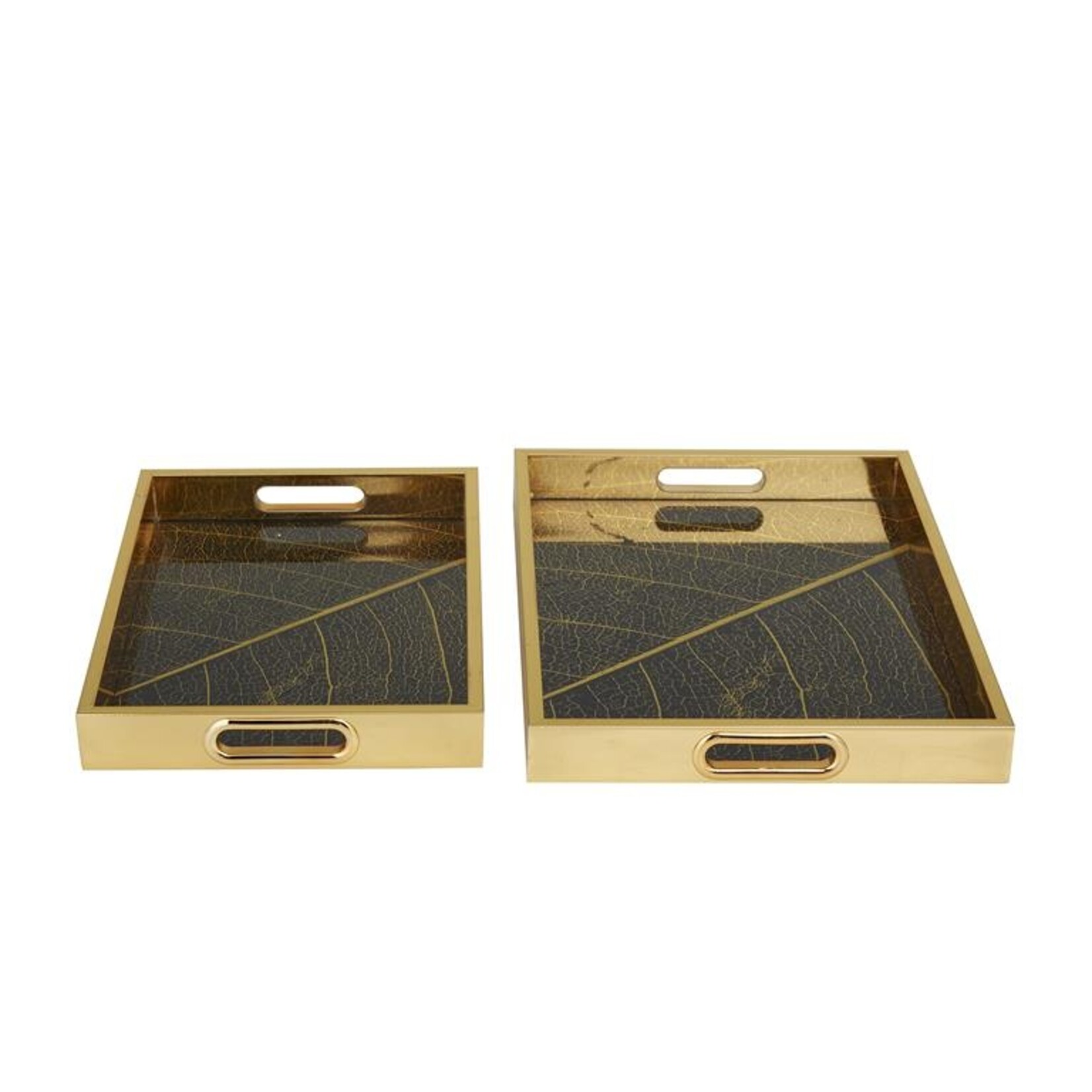 Uma Glass Tray Black s/2