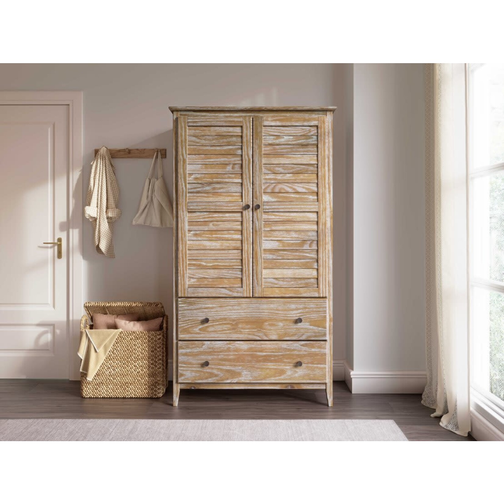 GrainWood Greenport 2 Door Wardrobe Brushed Driftwood