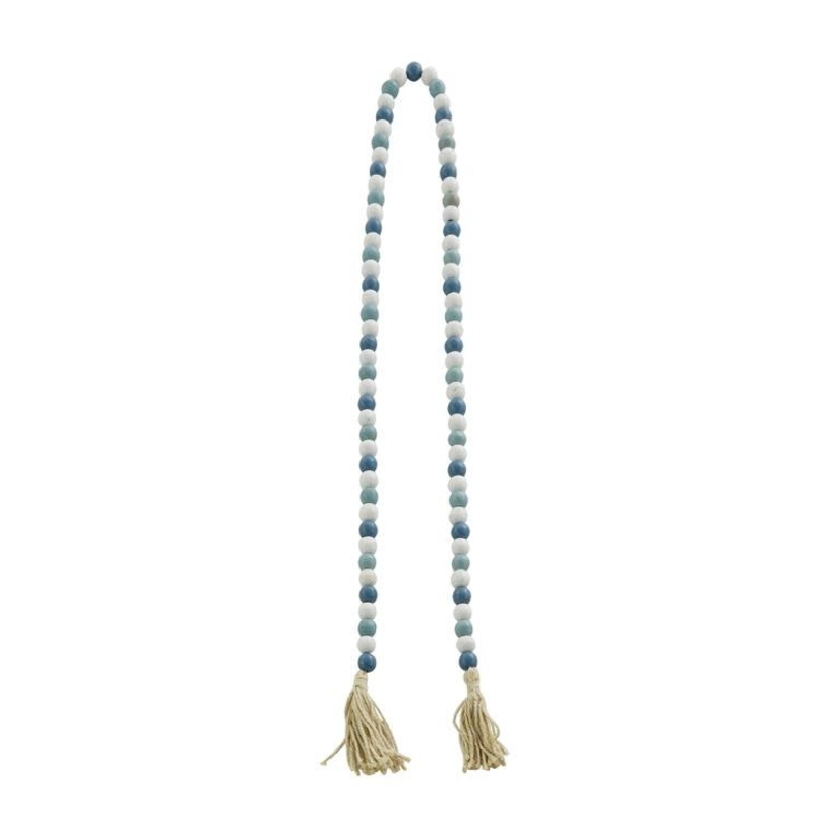 Uma Wood Bead Garland Blue & White 80"L