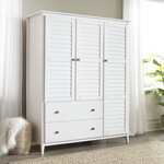 Greenport 3 door Wardrobe - Solid Wood - Brushed White