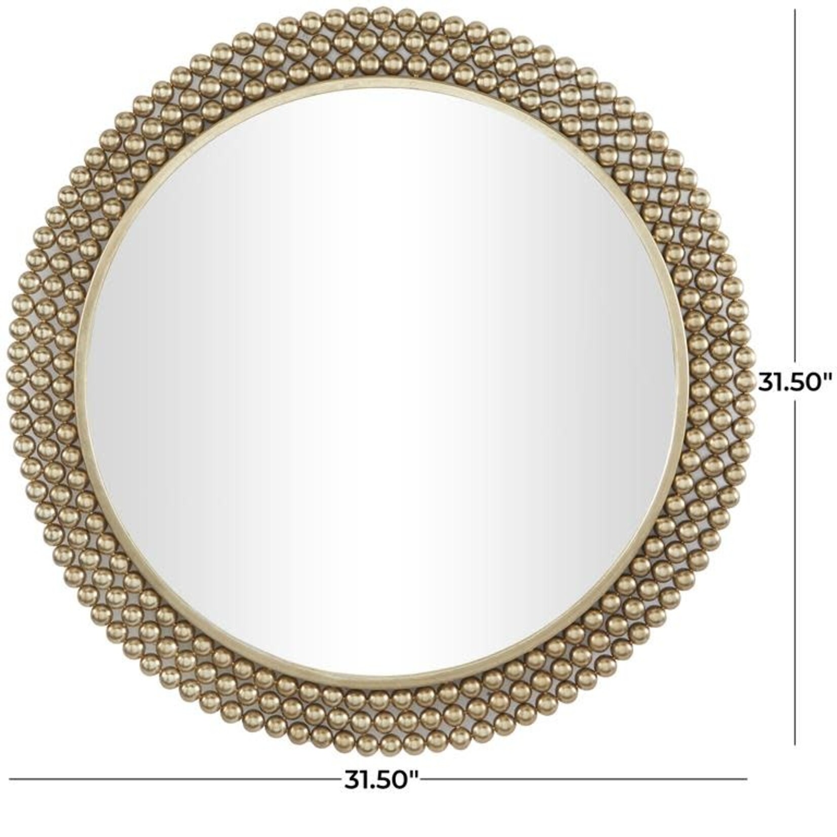 Uma Brass Beaded Round Mirror 32"