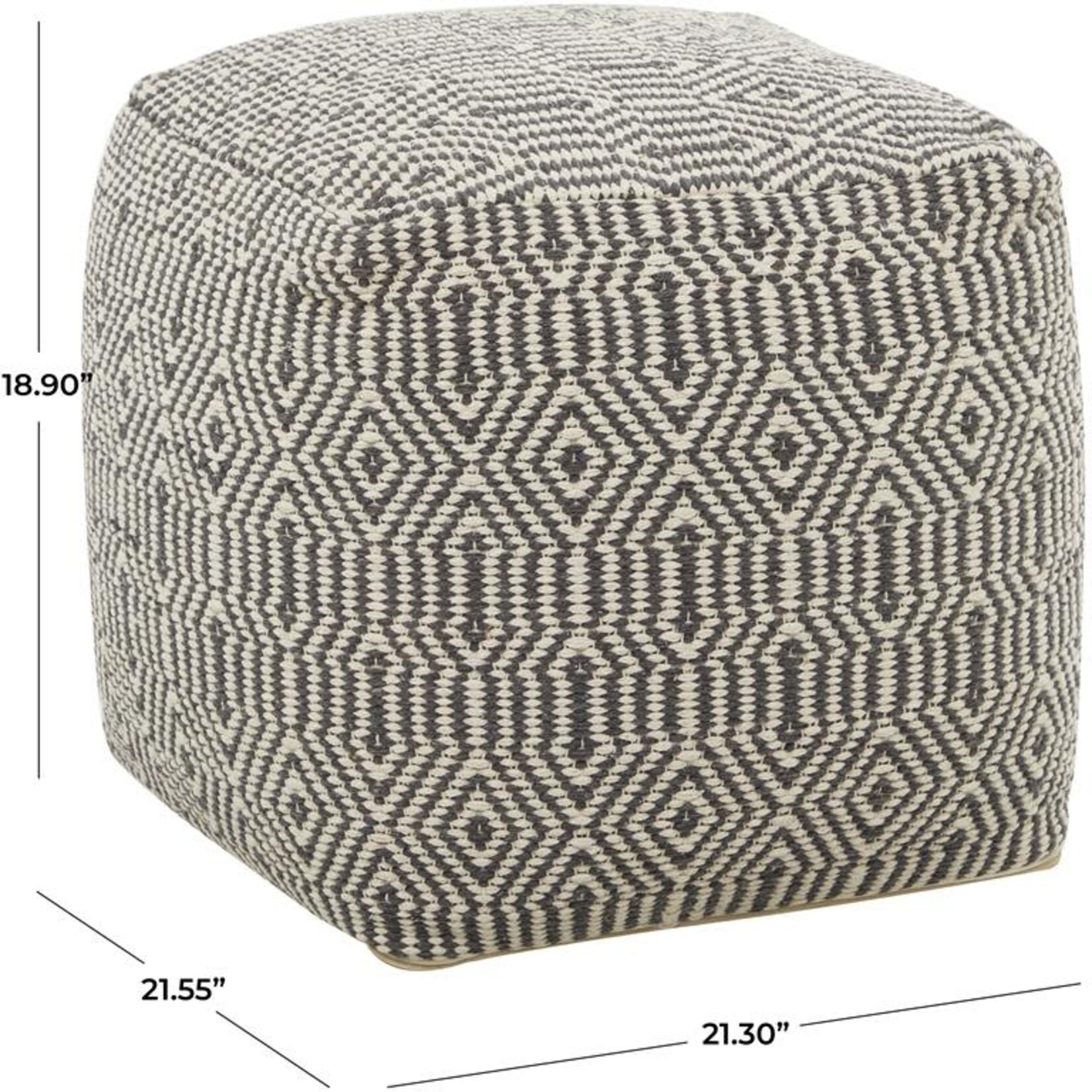 Uma Black Pattern Pouf