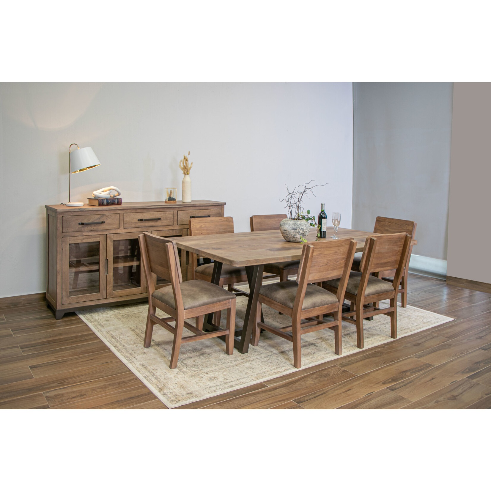 Natural Parota Dining Table and 6 Chairs
