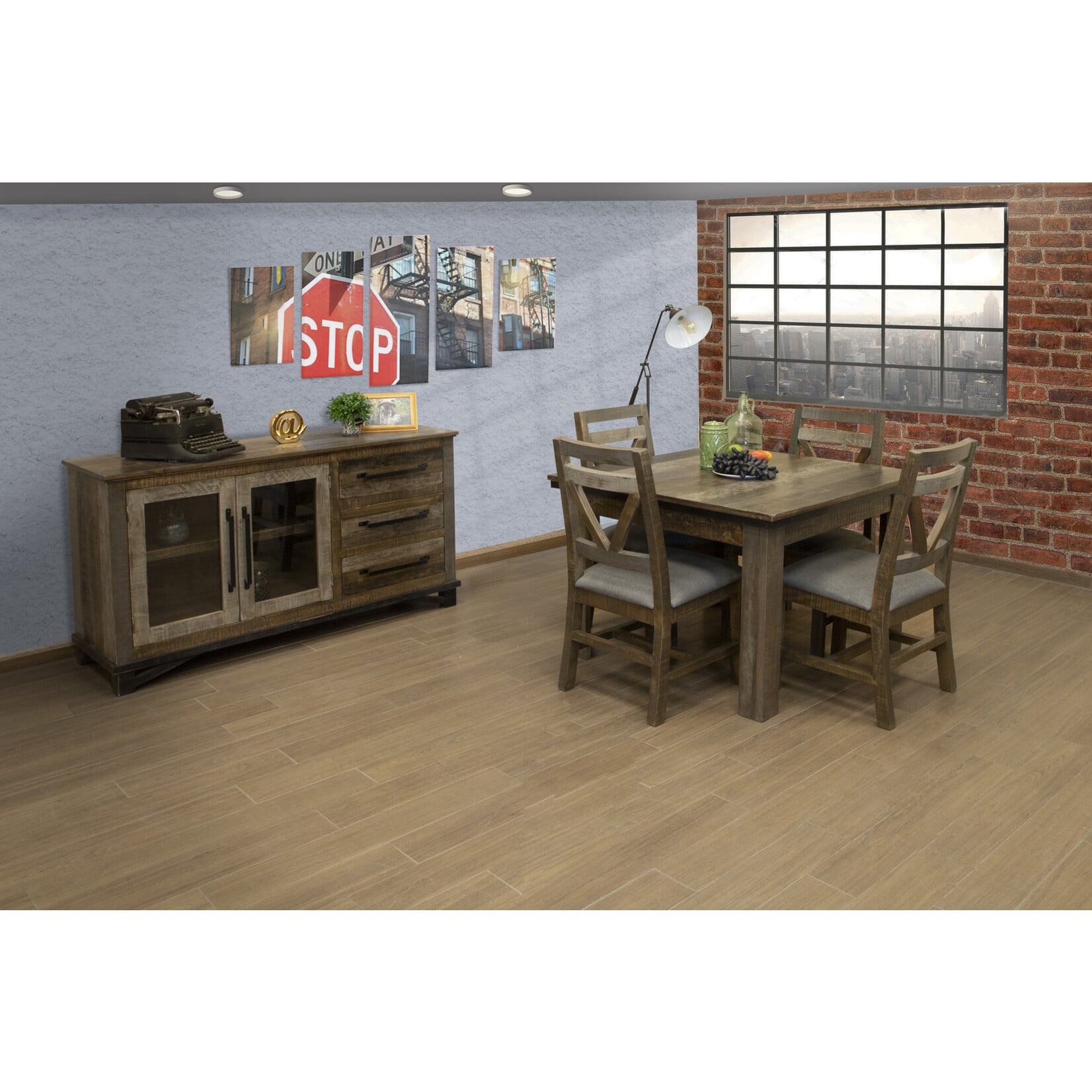 IFD Loft Brown Dining Table and 4 Chairs