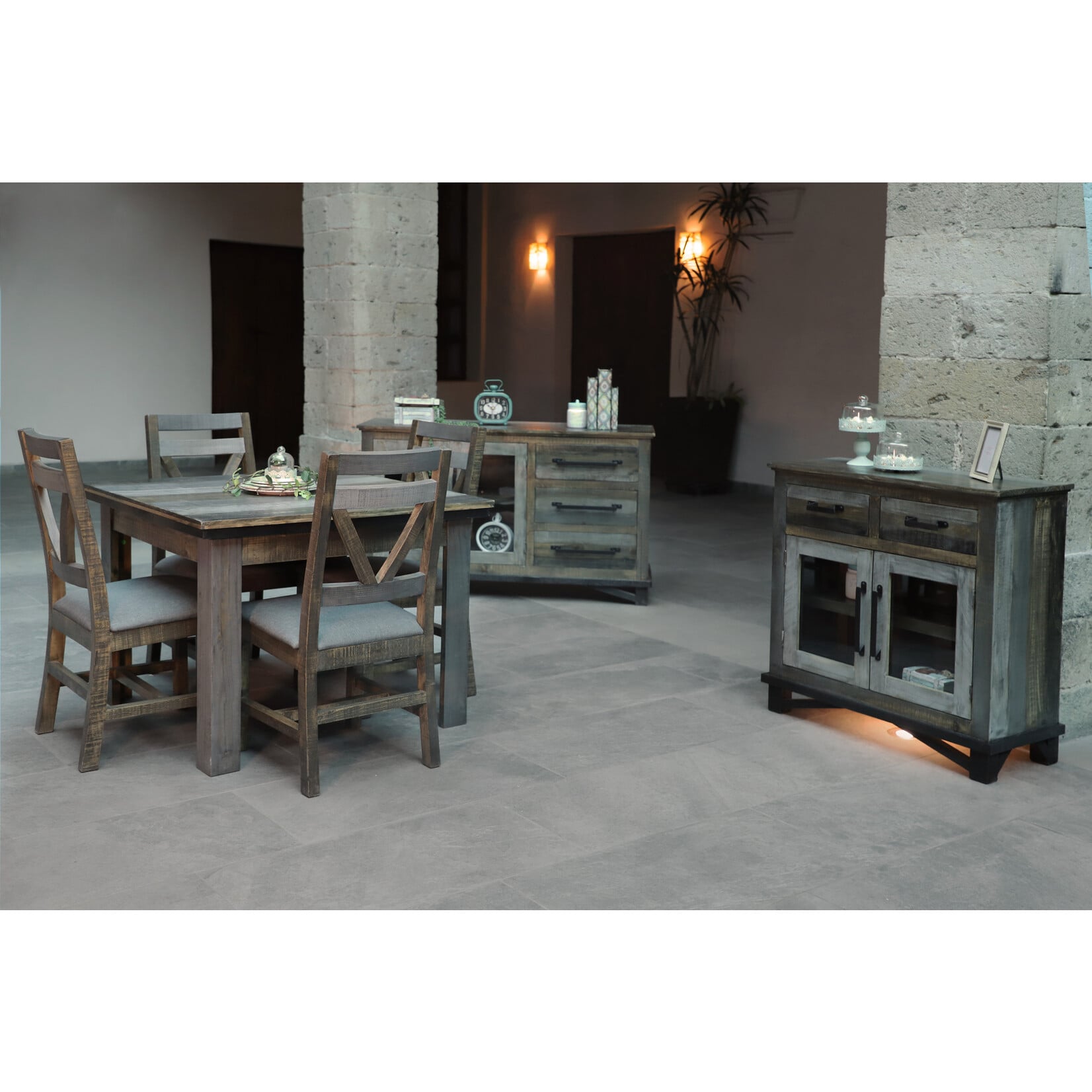 IFD Loft Brown Dining Table and 4 Chairs