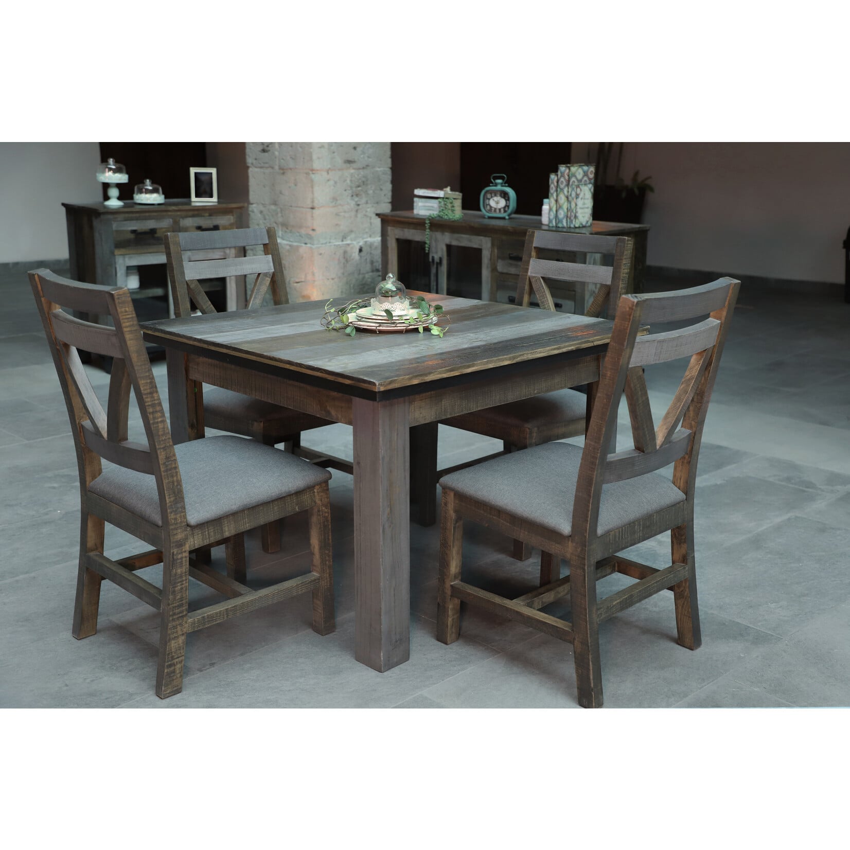 IFD Loft Brown Dining Table and 4 Chairs