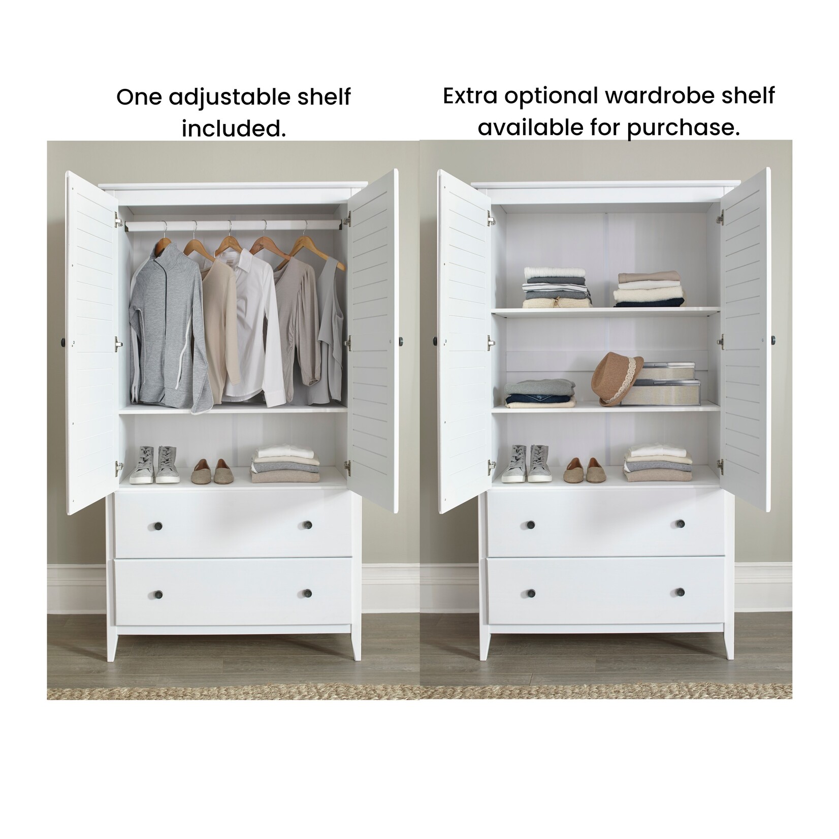 GrainWood Greenport 2 Door Wardrobe Brushed Grey (N5LL)