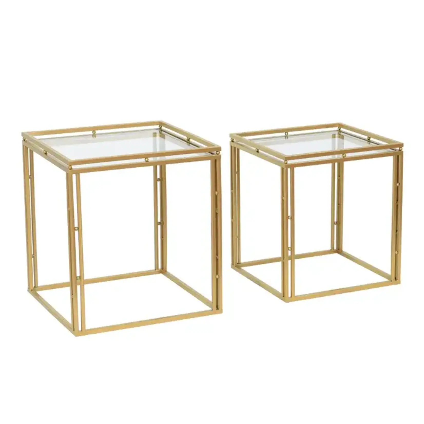 Antique Gold Square Side Tables s/2 (K3UM) Furniture Walk