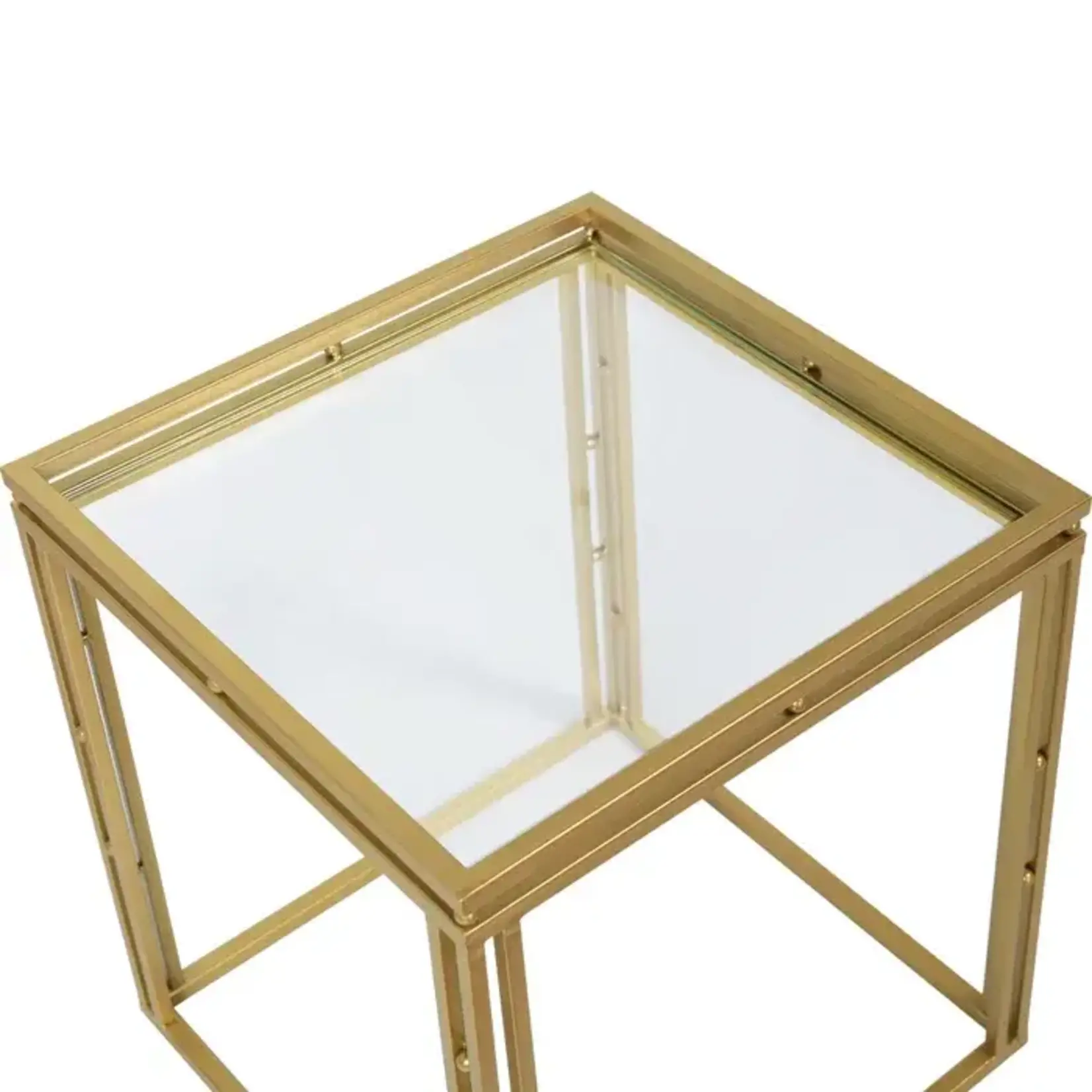 Antique Gold Square Side Tables s/2 (K3UM) Furniture Walk