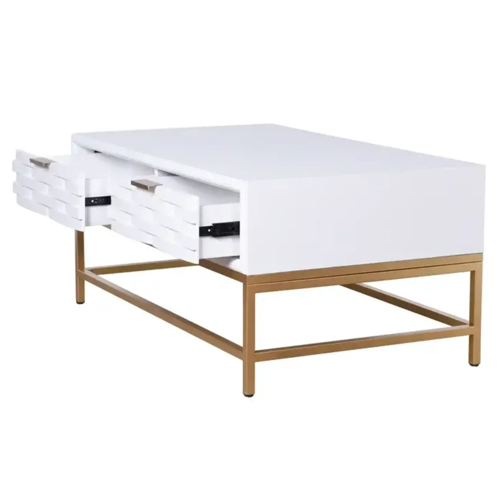 Stylecraft White and Gold 2 Drawer Coffee Table