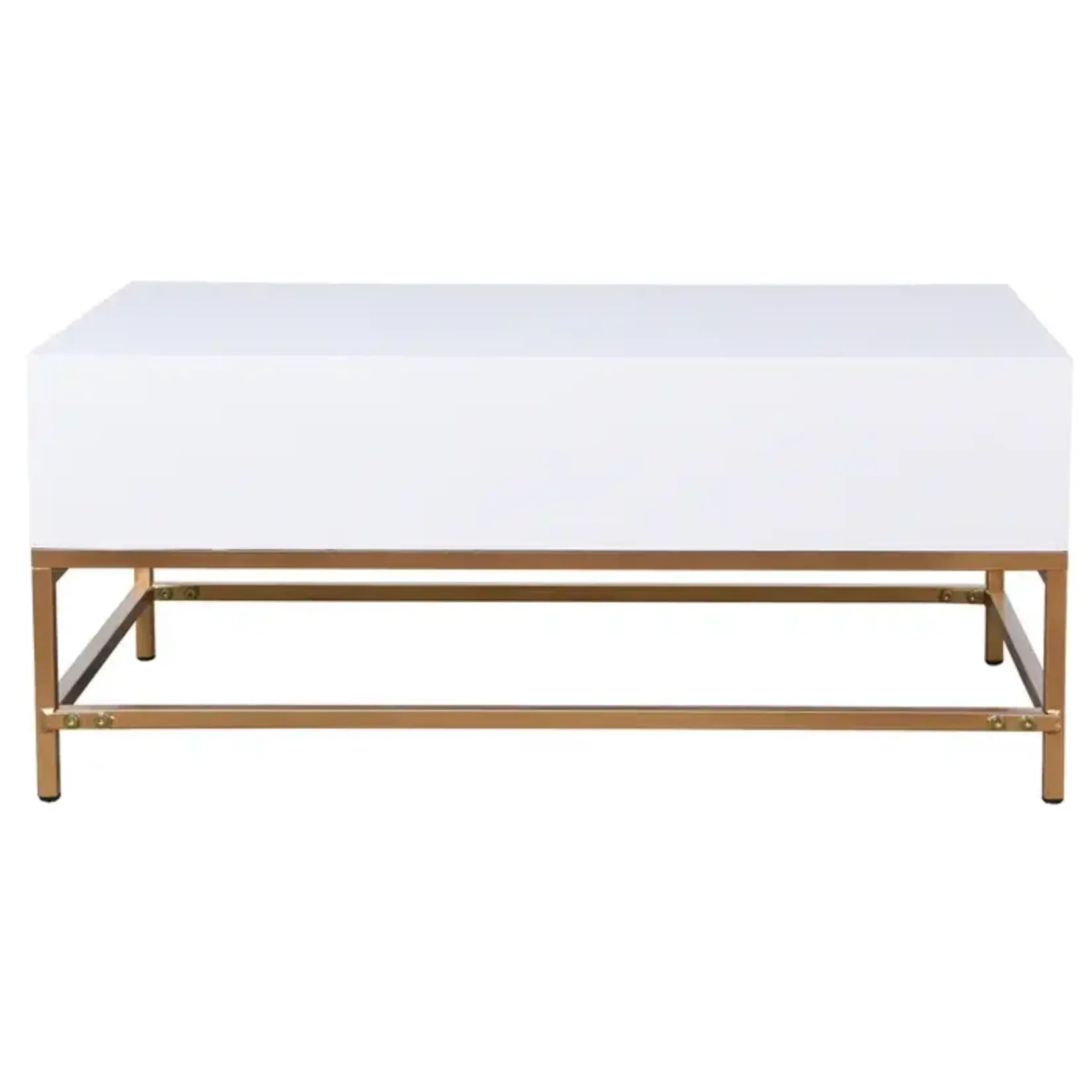Stylecraft White and Gold 2 Drawer Coffee Table