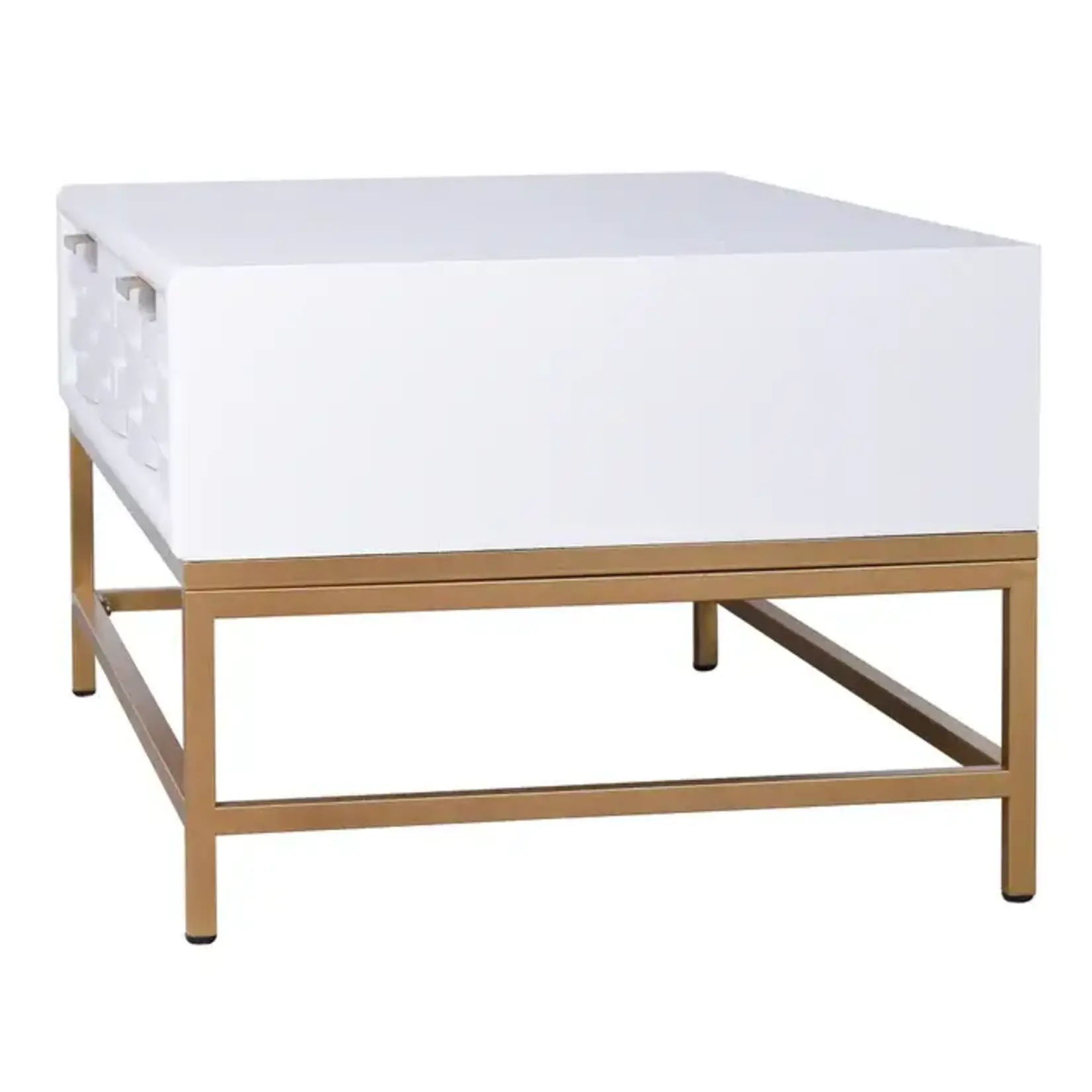 Stylecraft White and Gold 2 Drawer Coffee Table