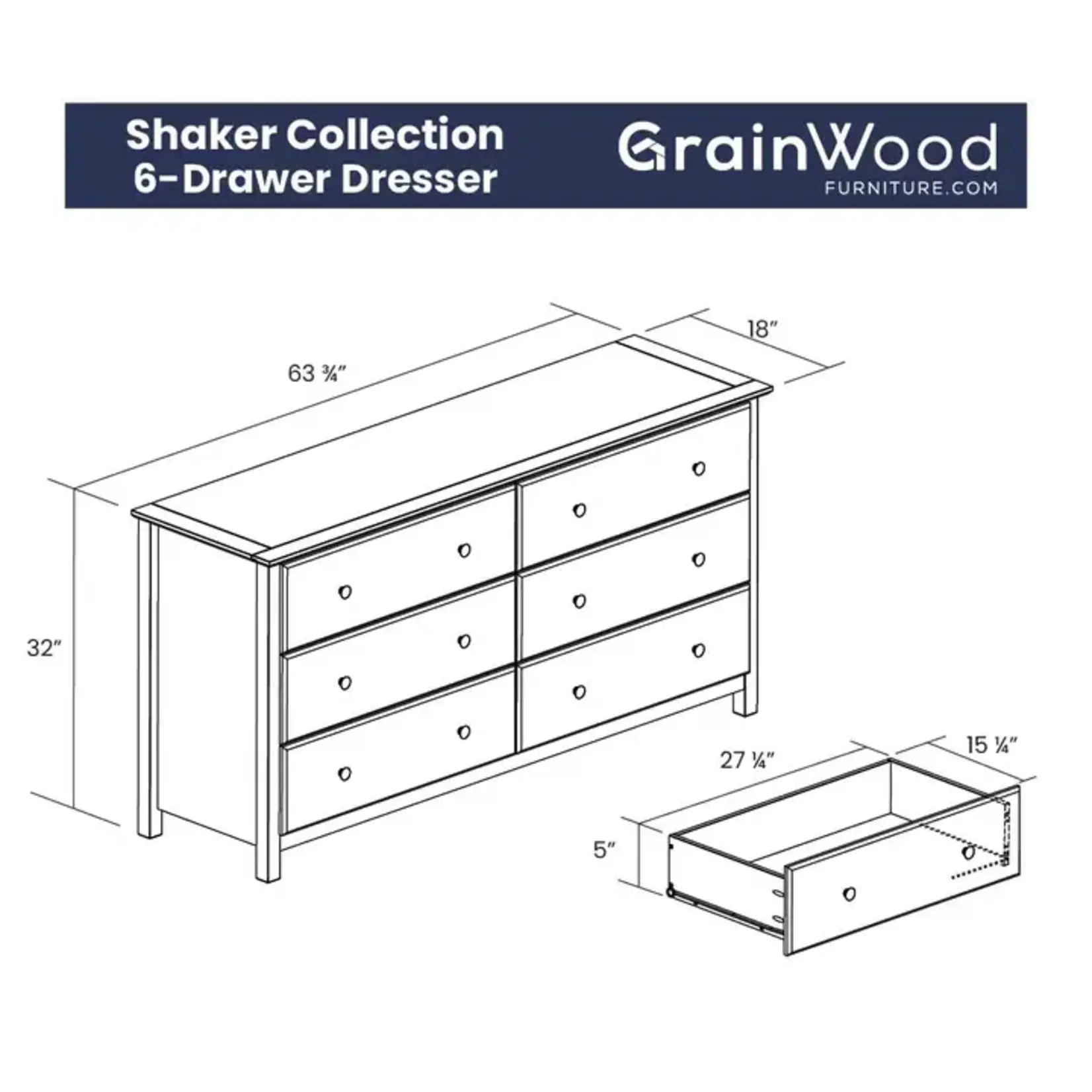 GrainWood Shaker Dresser Expresso