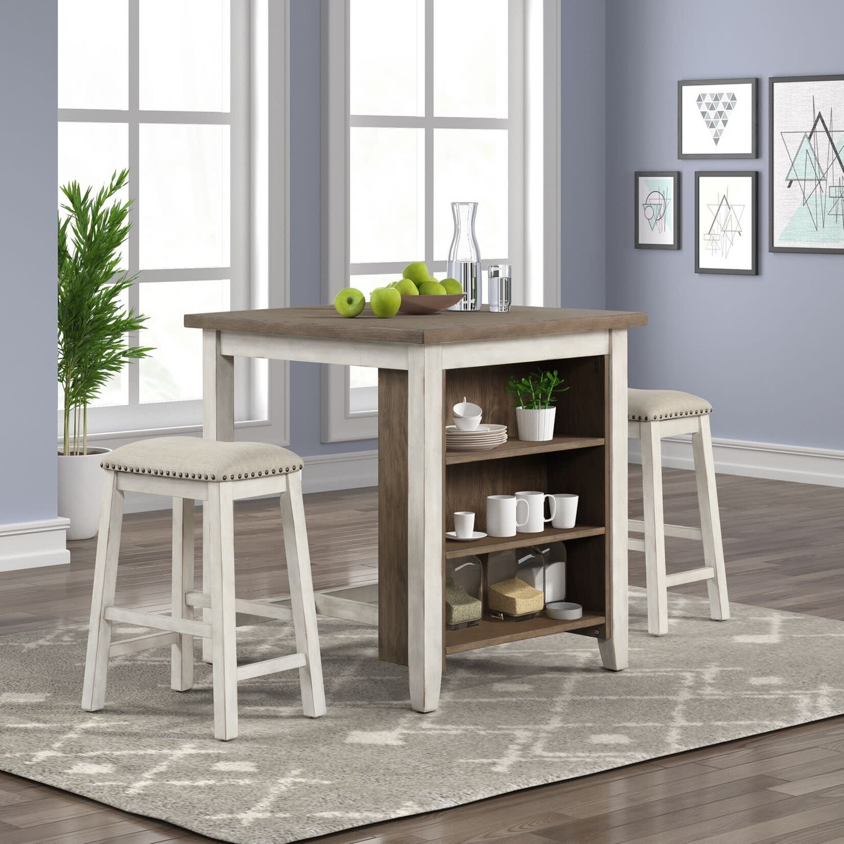 Liberty Furniture Brook Creek 3pc Counter Set White