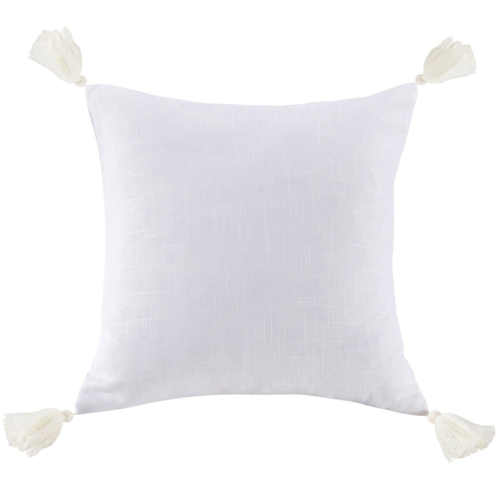 HiEnd Accents Square Washed Linen Tasseled 18"x18" Bed Accent Pillow