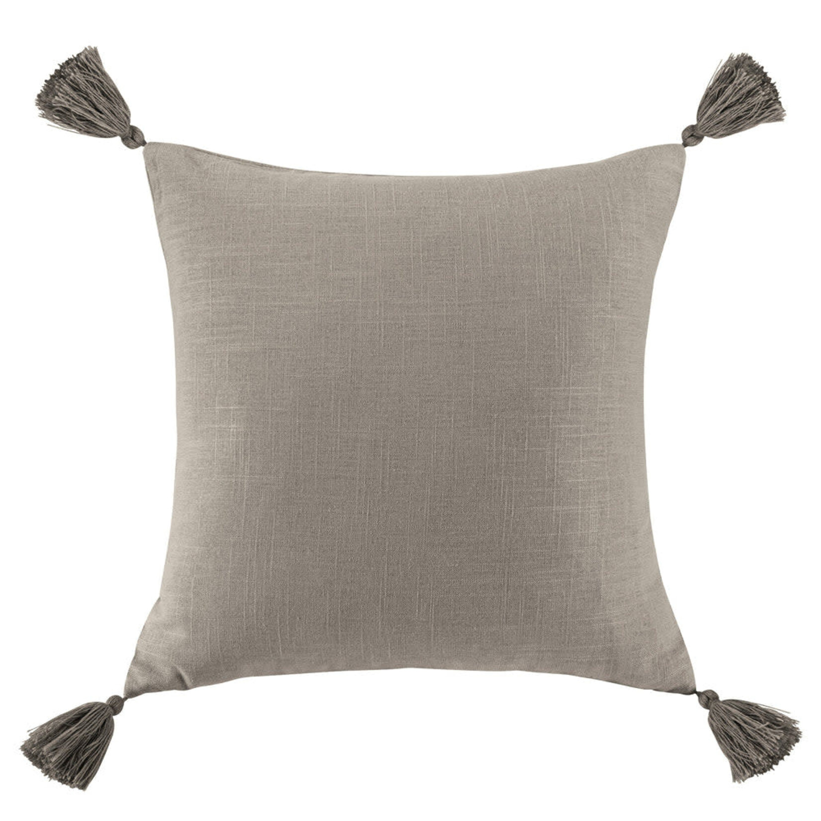 HiEnd Accents Square Washed Linen Tasseled 18"x18" Bed Accent Pillow