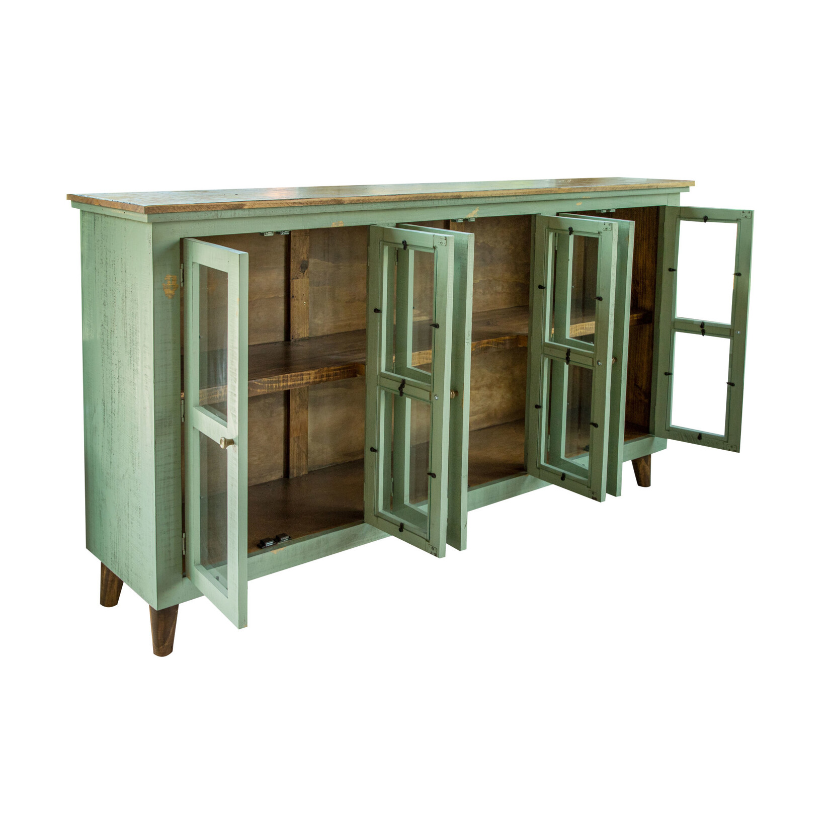 IFD Lima 6 Glass Door Console w/Green