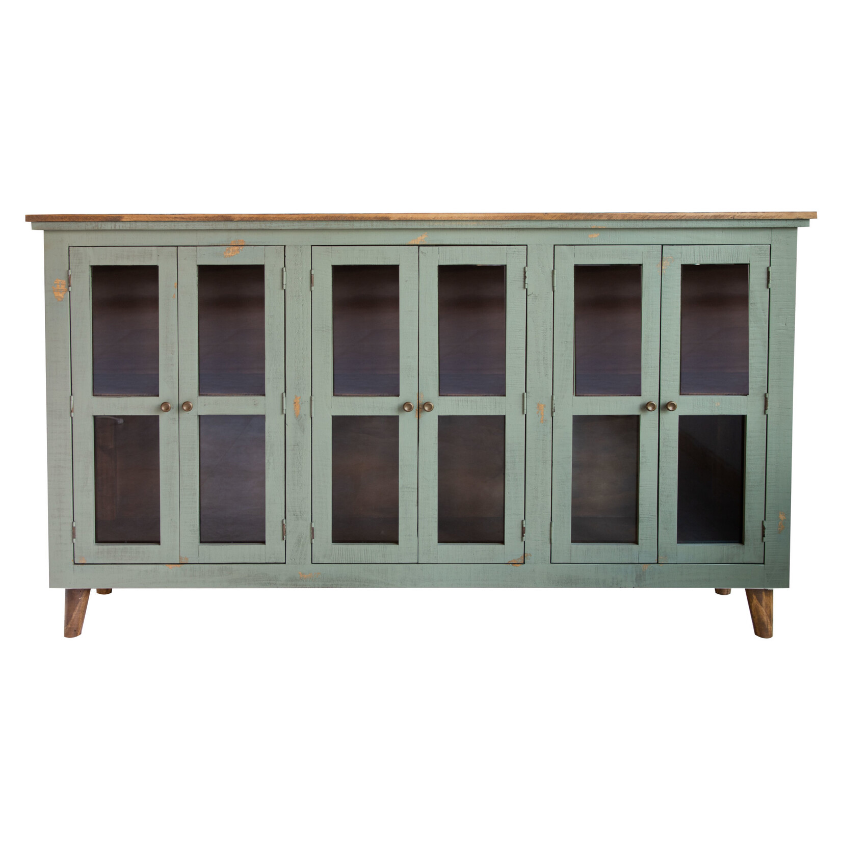 IFD Lima 6 Glass Door Console w/Green