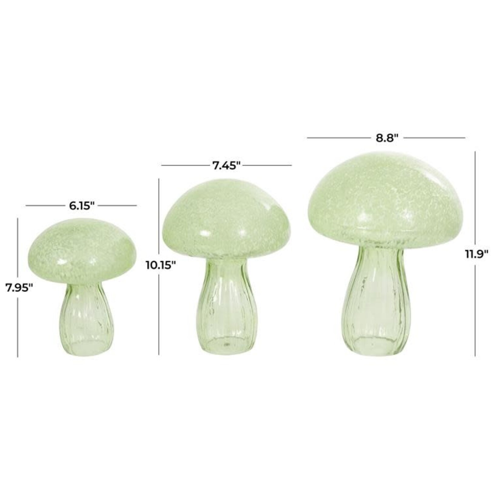 Uma Glass Mushrooms s/3 Green