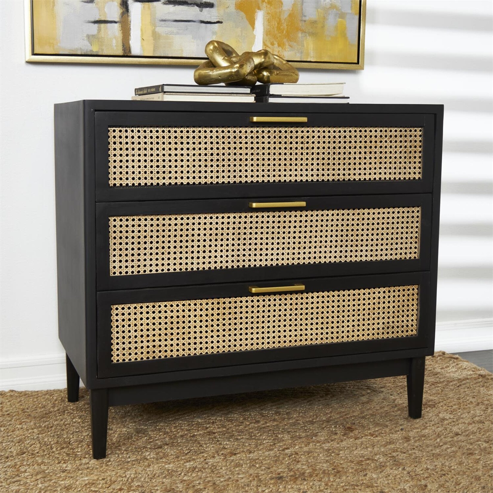 Uma Rattan Wood Cabinet 36Wx32H