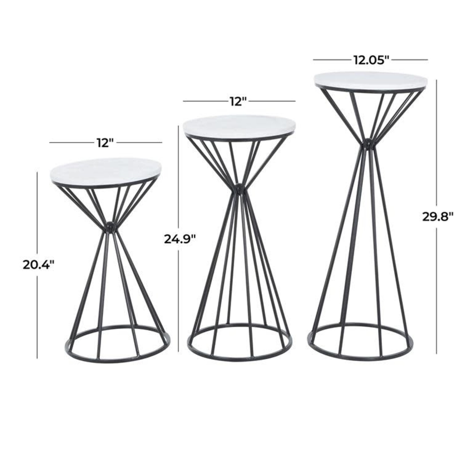 Uma Marble Metal Plant Stand s/3 12235