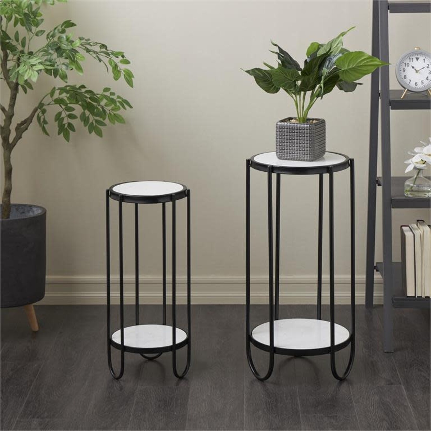 Uma Marble Metal Plant Stand s/2 12237
