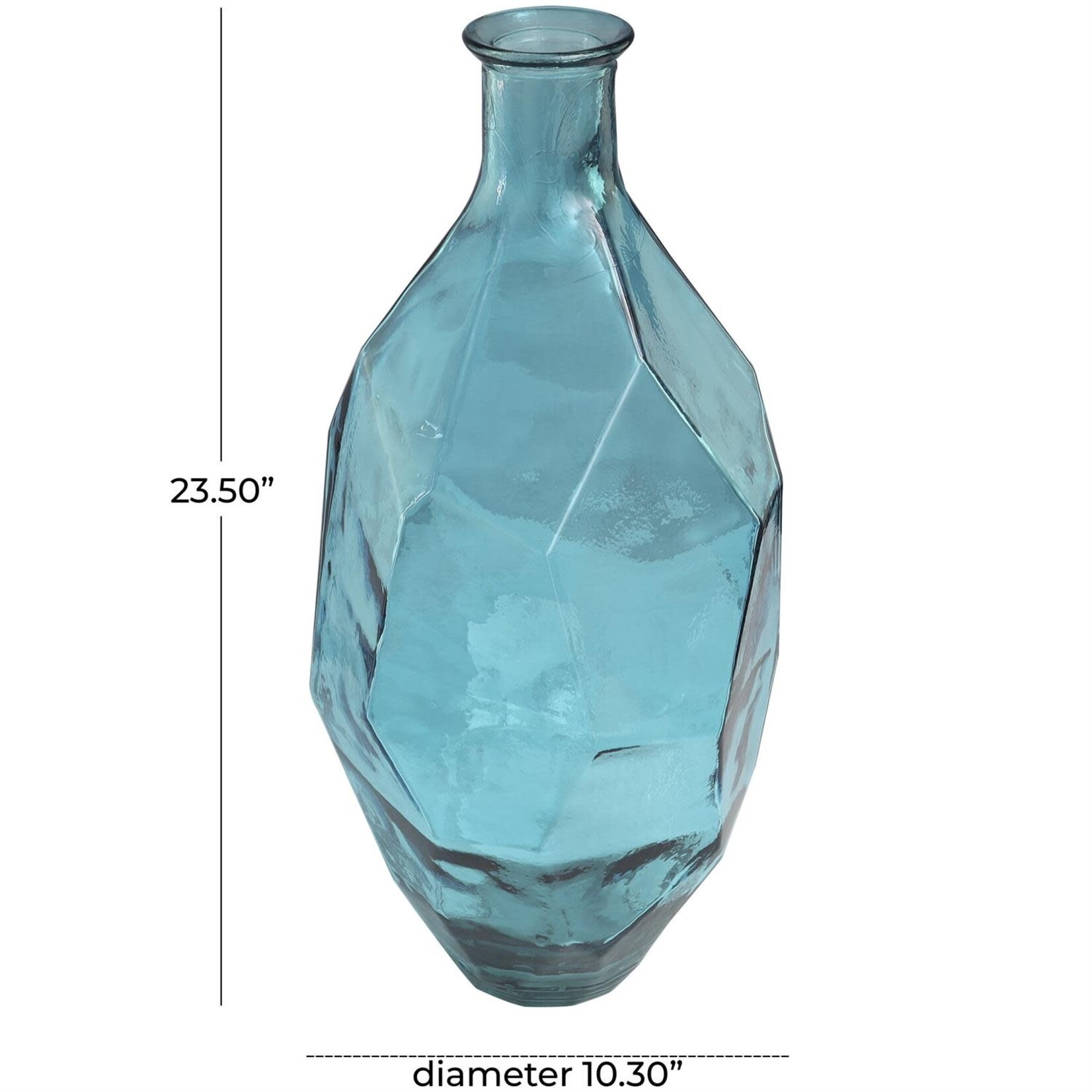 Uma Recycled Spanish Glass Vase 10Wx24H Teal