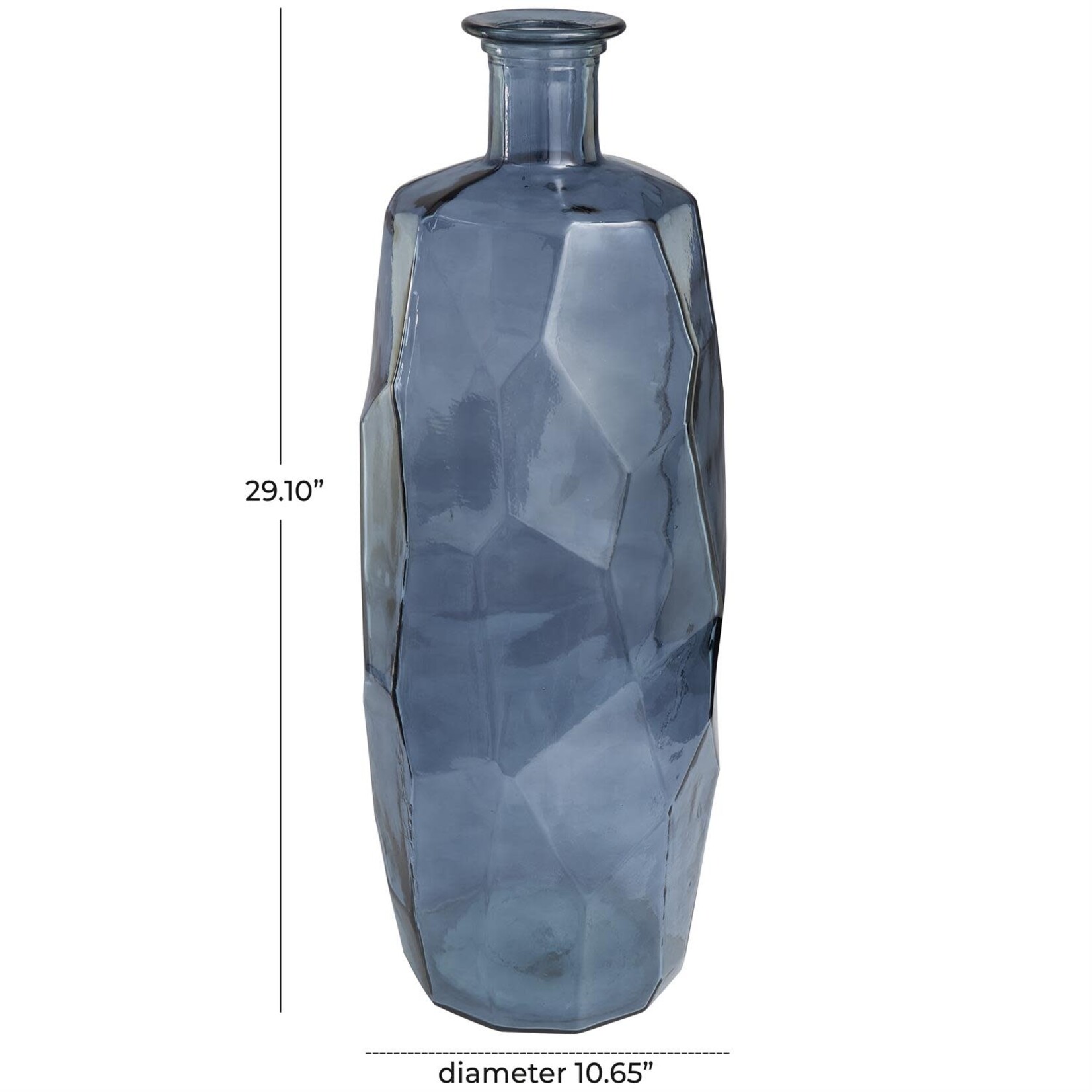 Uma Recycled Spanish Glass Vase 11Wx29H Blue