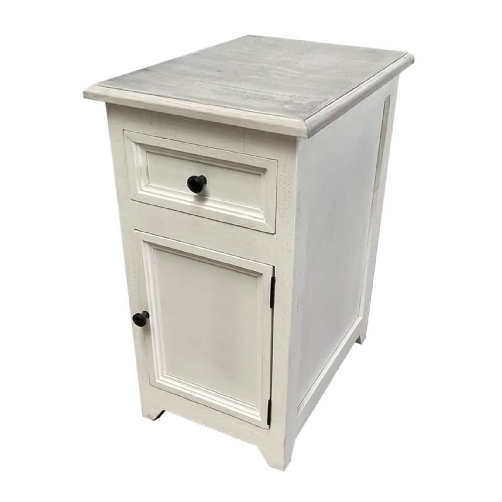 Crestview Chairside Table White and Silver (FW)