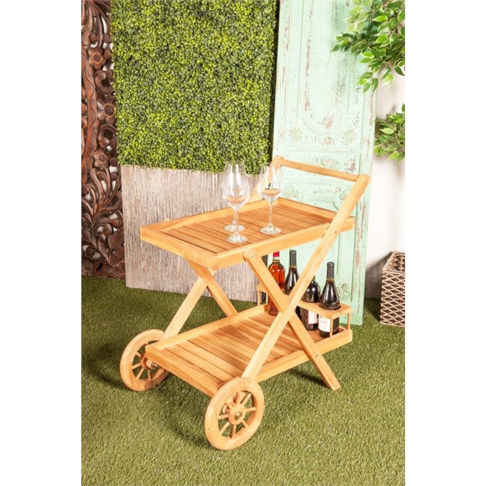 Uma Teak Serving Bar Cart 32Wx32H Indoor/Outdoor (FW)