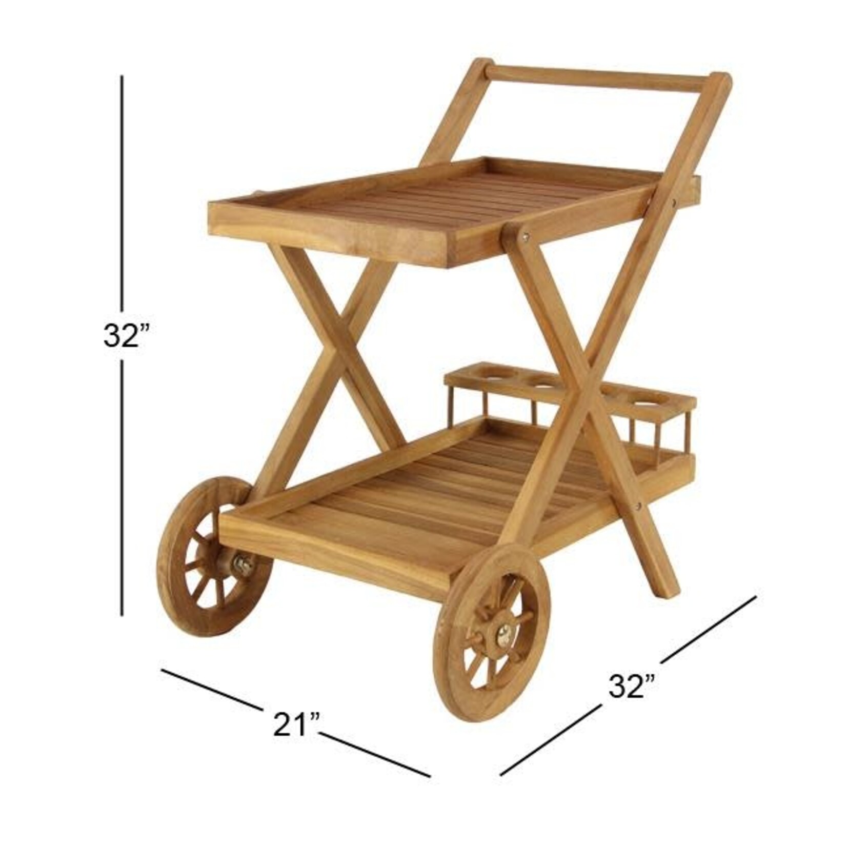 Uma Teak Serving Bar Cart 32Wx32H Indoor/Outdoor (FW)