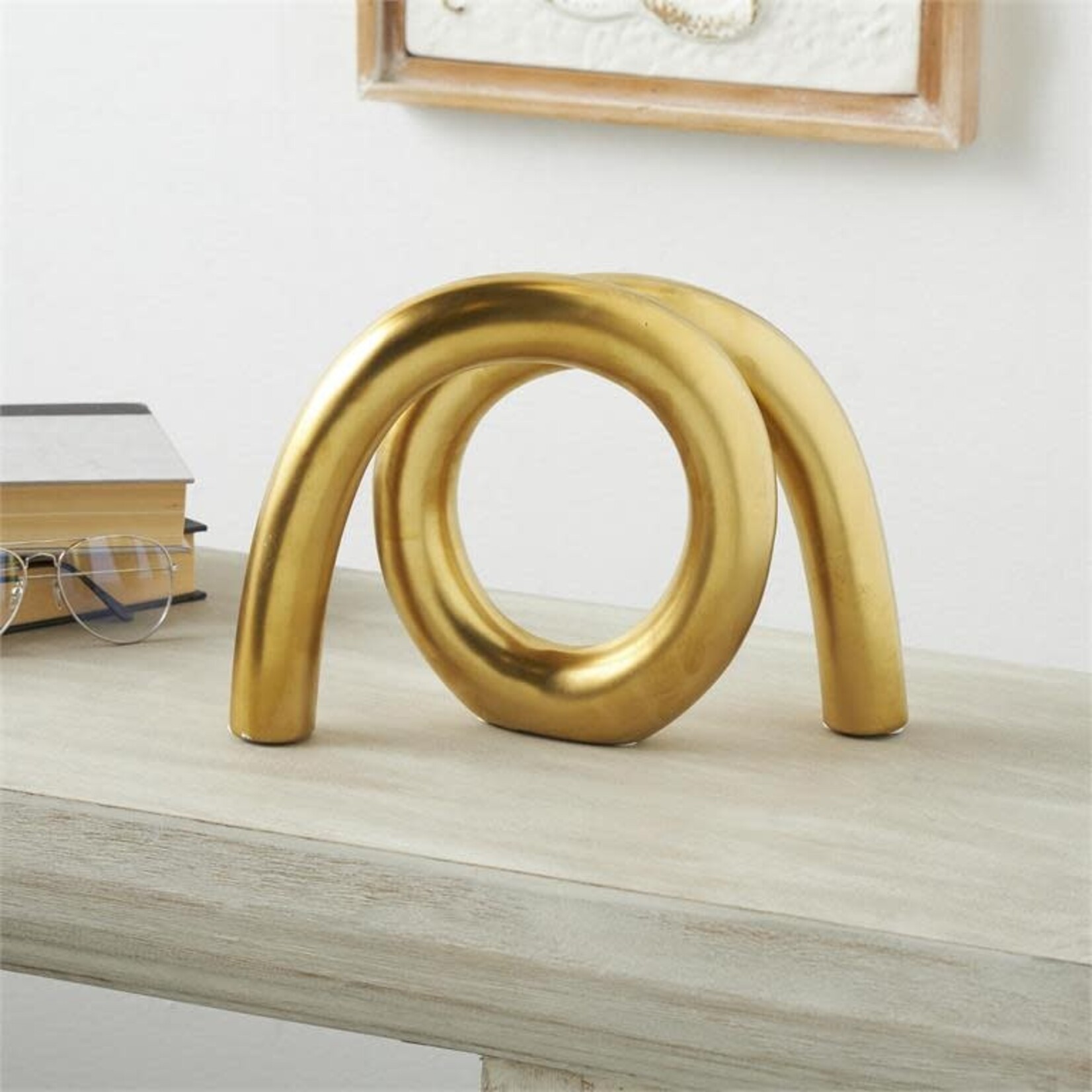 Uma Ceramic Gold Abstract Sculpture