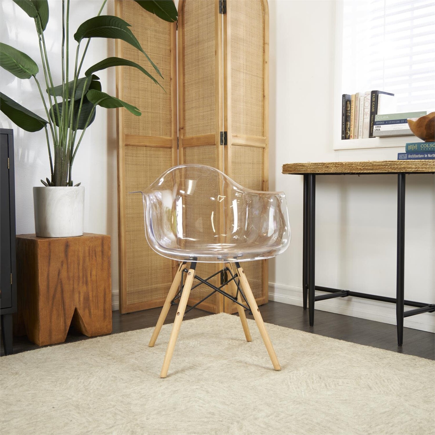 Uma Acrylic Wood Accent Chair