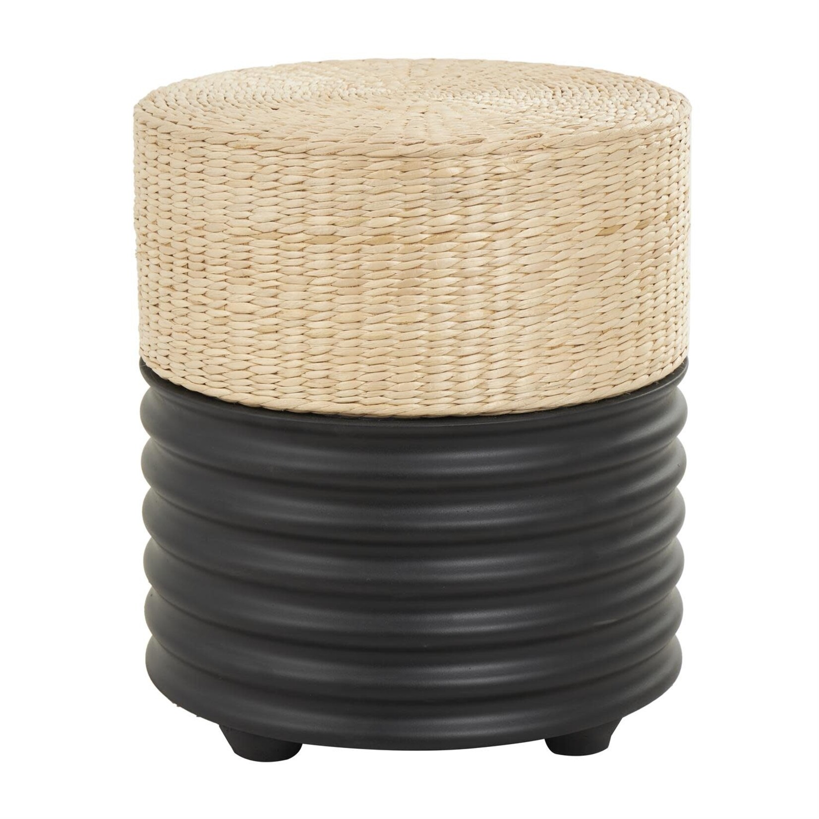 Uma Wood Seagrass Stool 15Wx18H