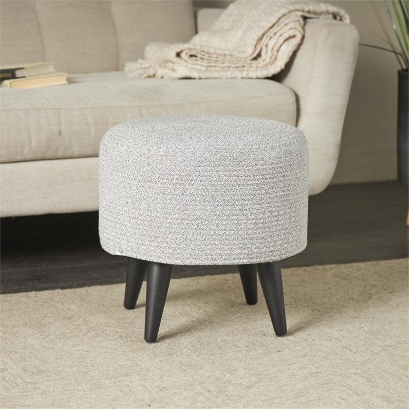 Uma Wood Fabric Stool 17Wx17H Grey