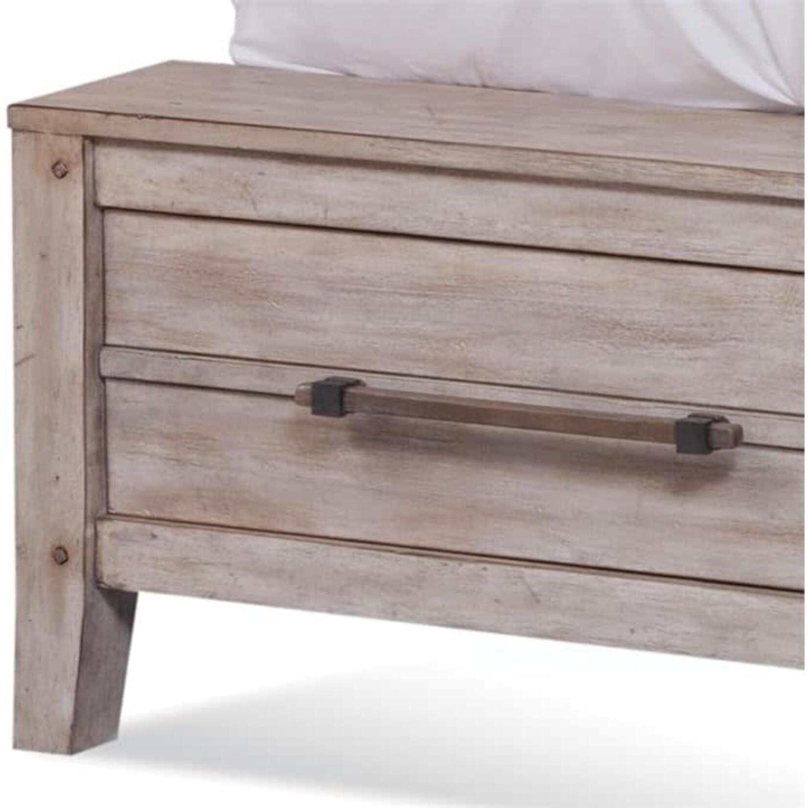 American Woodcrafters Aurora White Wash King Panel Bed w/Storage