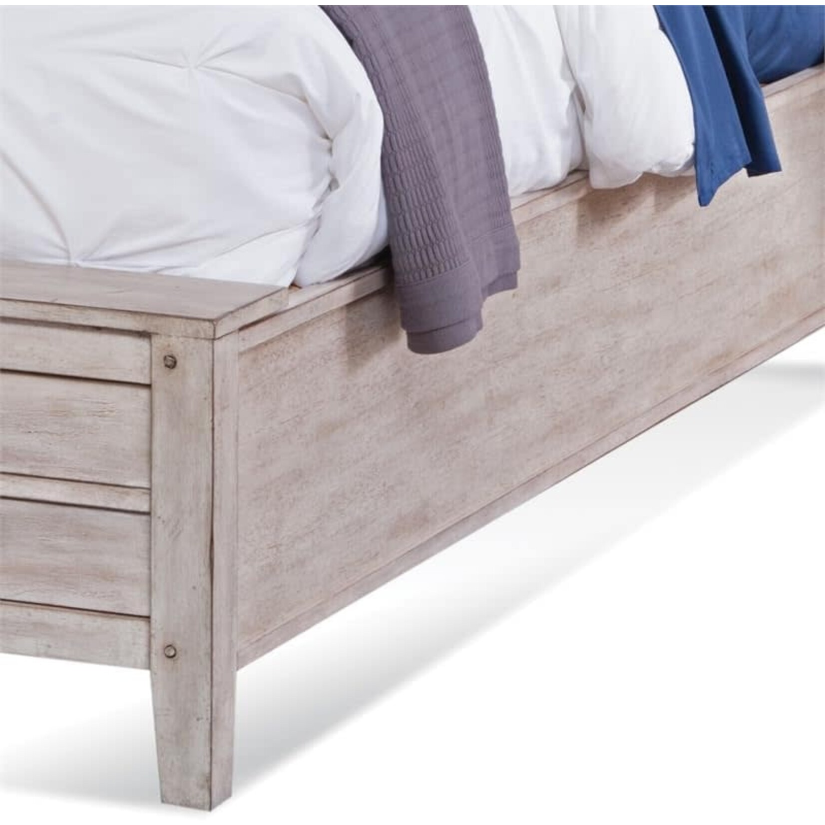 American Woodcrafters Aurora White Wash King Panel Bed w/Storage